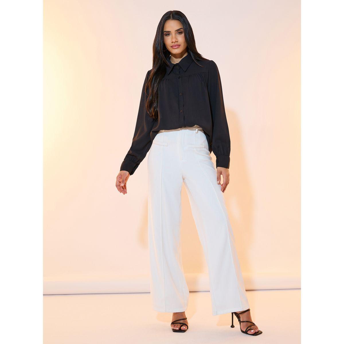 Styli Solid Lapel Front Button Shirt-women-clothing-shirtsandblouses-shirts-image-3