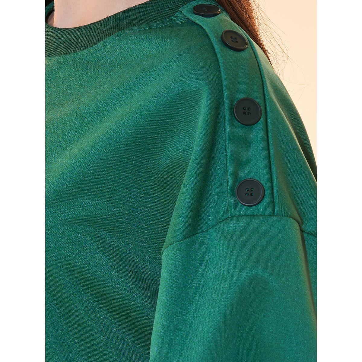 Styli Sloid Button Detail Sweatshirt Midi Dress-women-clothing-dresses-image-3