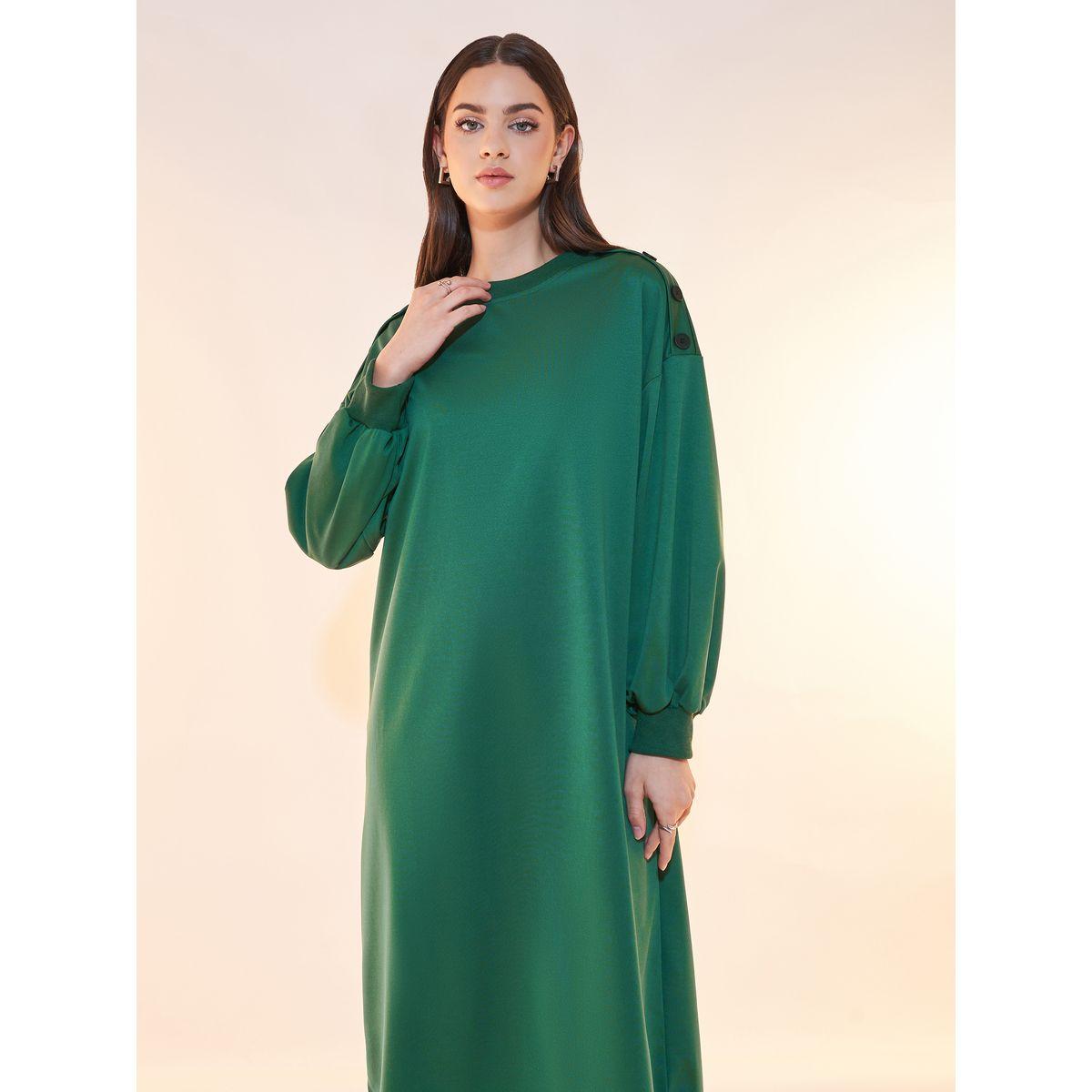 فستان ميدي سادة مزين بأزرار-women-clothing-dresses-image-5
