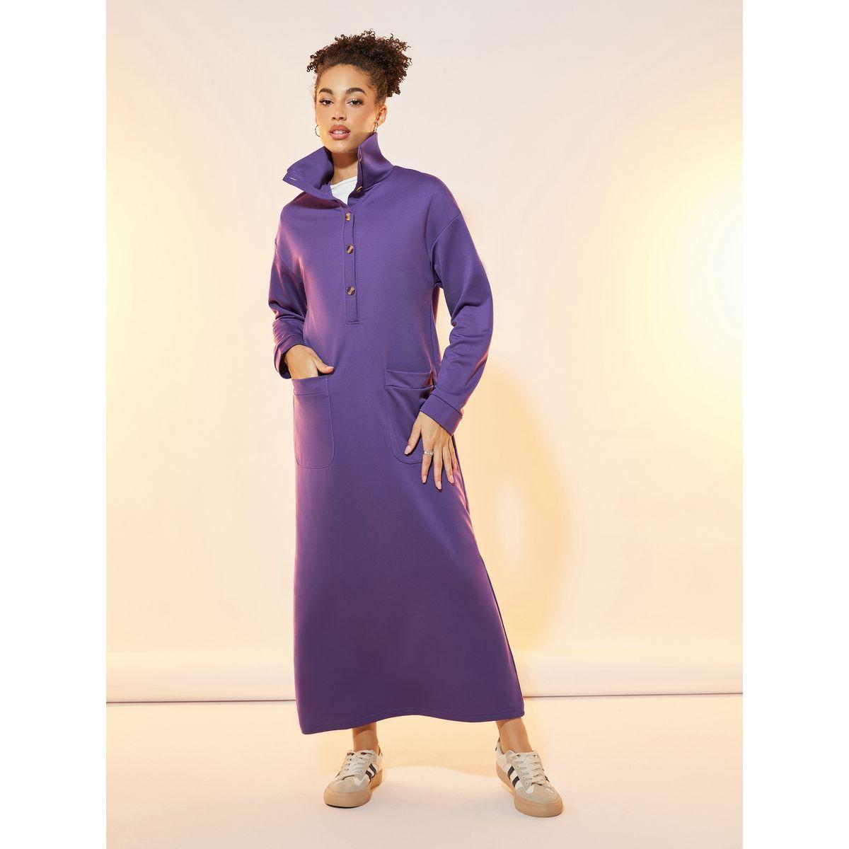 Take Two Turtle Neck Half Button Placket Midi Dress-women-clothing-dresses-image-1