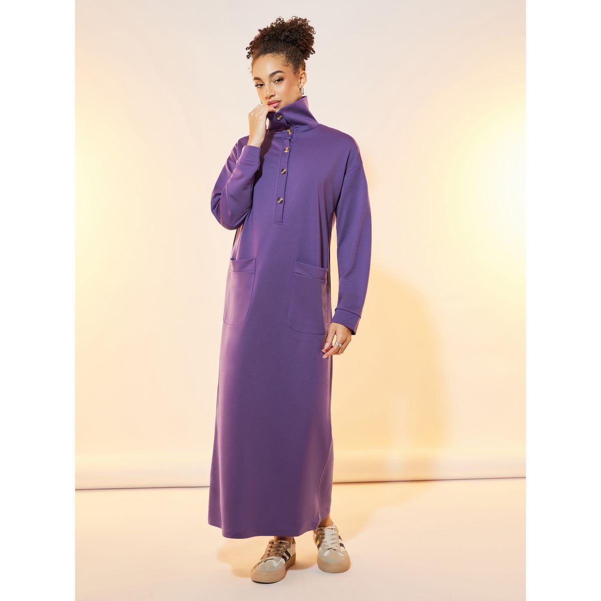 Take Two Turtle Neck Half Button Placket Midi Dress-women-clothing-dresses-image-2