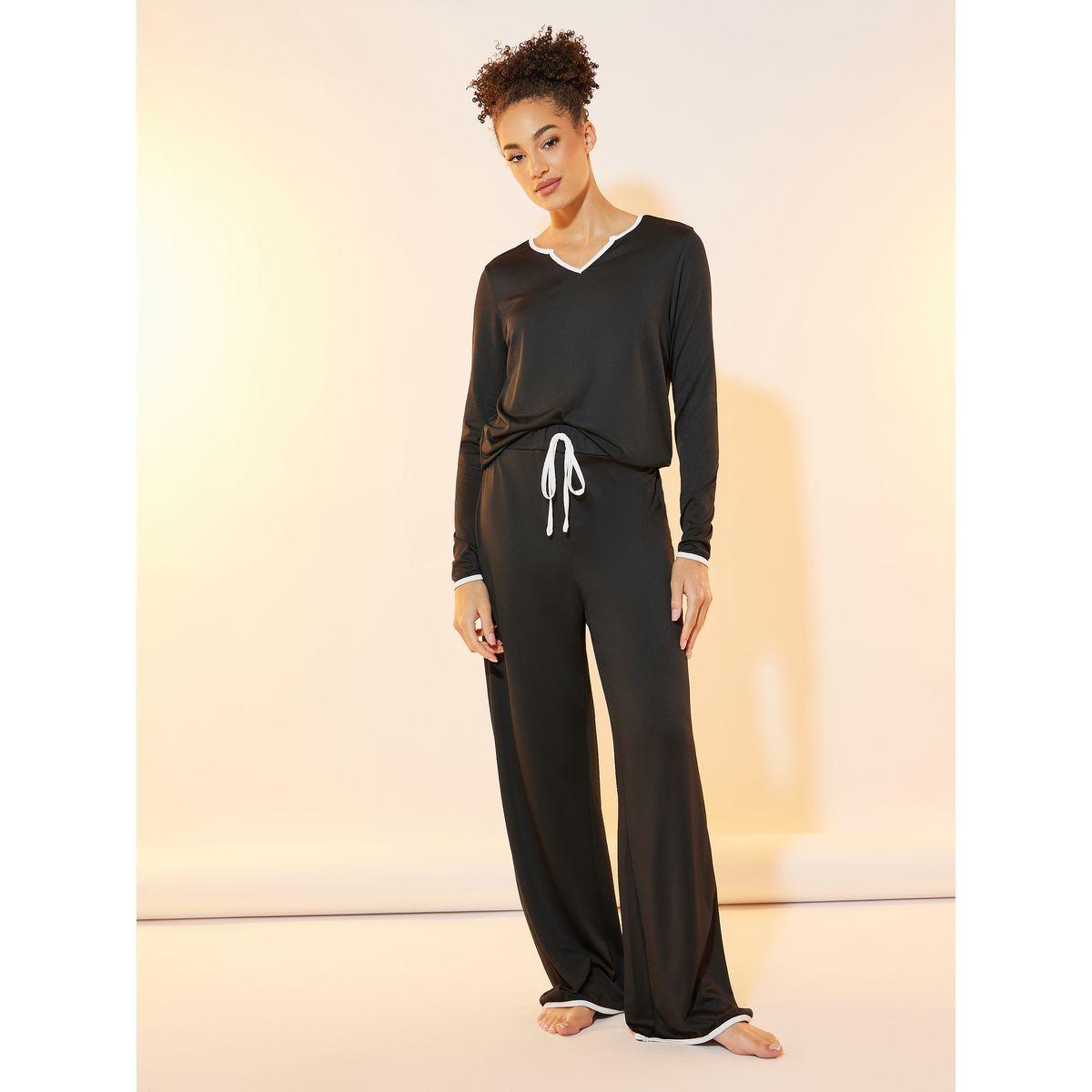 Styli Contrast Edge Long Sleeve Top & Pyjama Set-women-clothing-nightwear-pyjamas-longsets-image-3