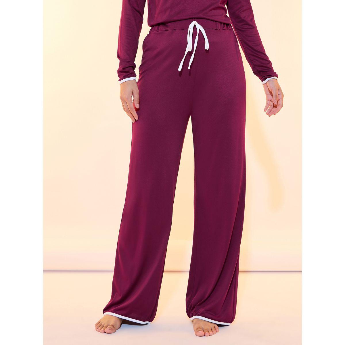 Styli Solid Contrast Edge Top & Pyjama Set-women-clothing-nightwear-pyjamas-longsets-image-6