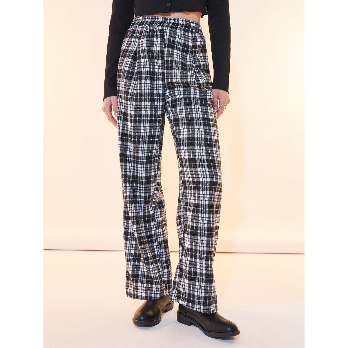 Styli High Rise Checked Flared Pants-women-clothing-bottoms-trousers-image-2