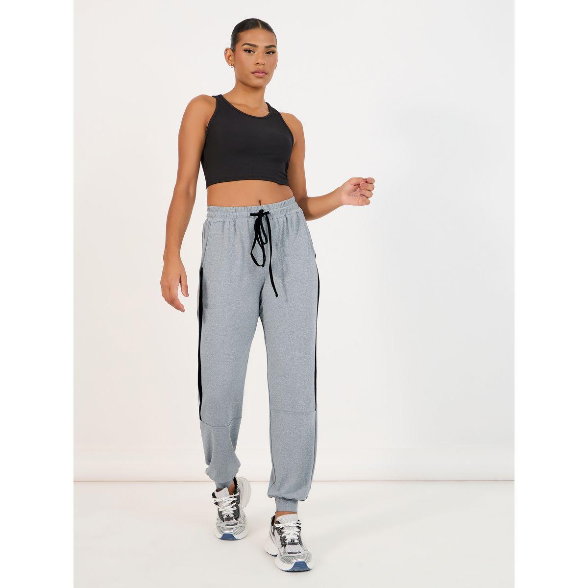 Styli Melange Contrast Drawstring & Side Stripe Joggers-women-clothing-sportswearandactivewear-bottoms-image-1
