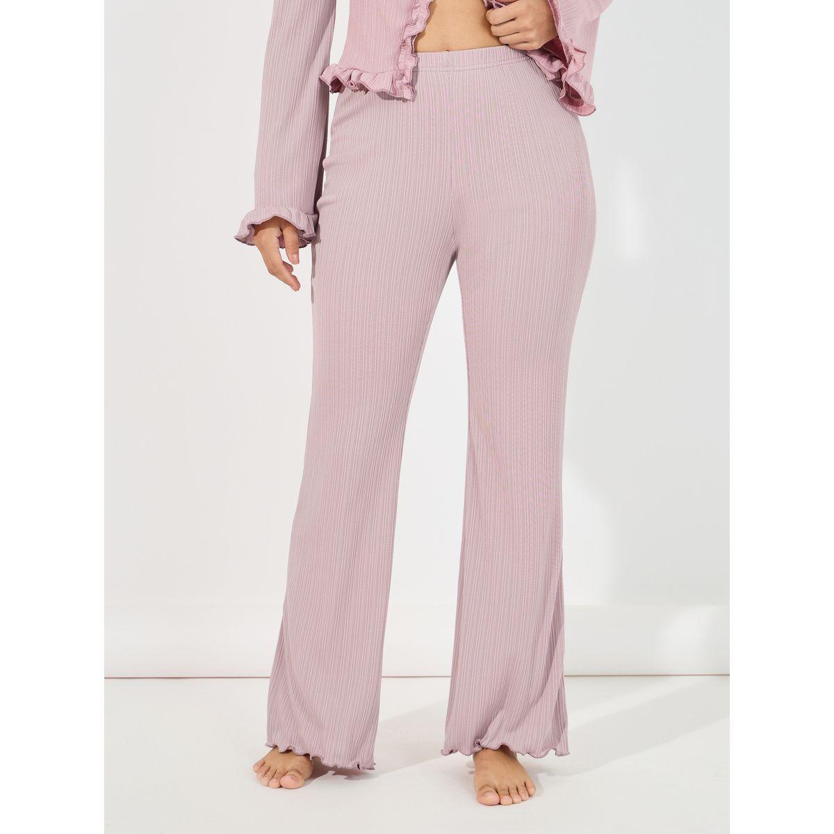 Styli Unwind Rib Ruffle Edge Top & Flare Pyjama Set-women-clothing-nightwear-pyjamas-longsets-image-5