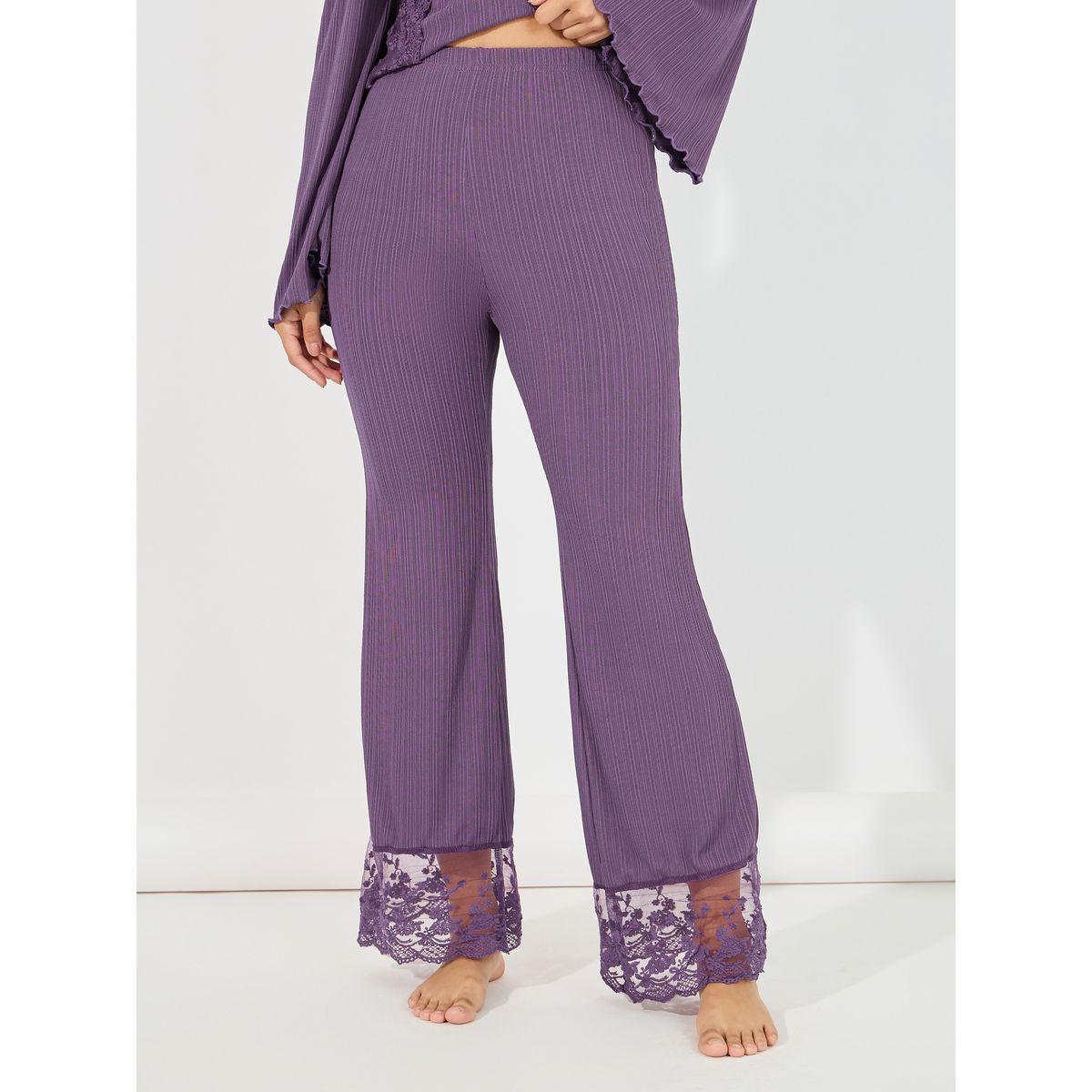 Styli Unwind Rib Lace Insert Top & Flare Pyjama Set-women-clothing-nightwear-pyjamas-longsets-image-5