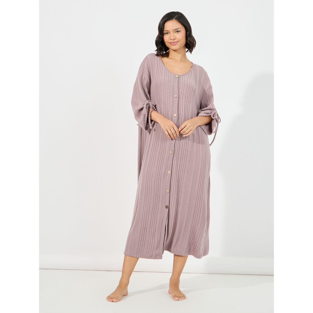 قميص نوم مضلع بأزرار غلق-women-clothing-nightwear-nighties-image-1