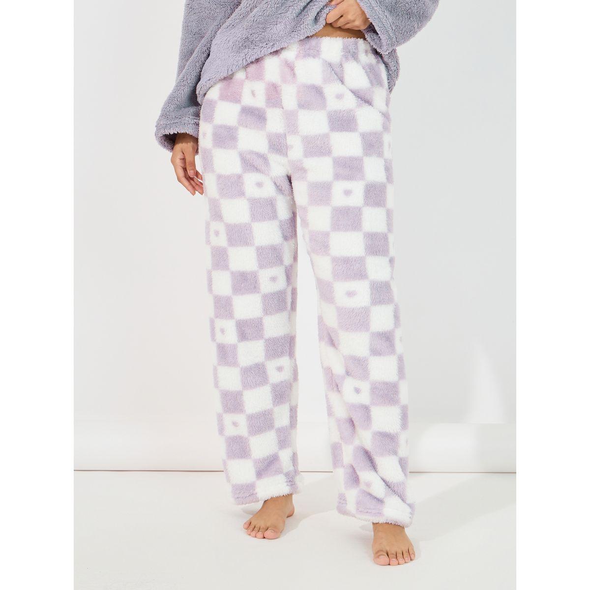 Styli Unwind Checked Pocket Fleece Top & Pyjama Set-women-clothing-nightwear-pyjamas-longsets-image-5