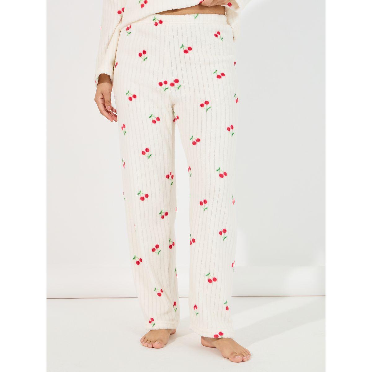 Styli Unwind Fleece Rib Cherry Print Top & Pyjama Set-women-clothing-nightwear-pyjamas-longsets-image-5