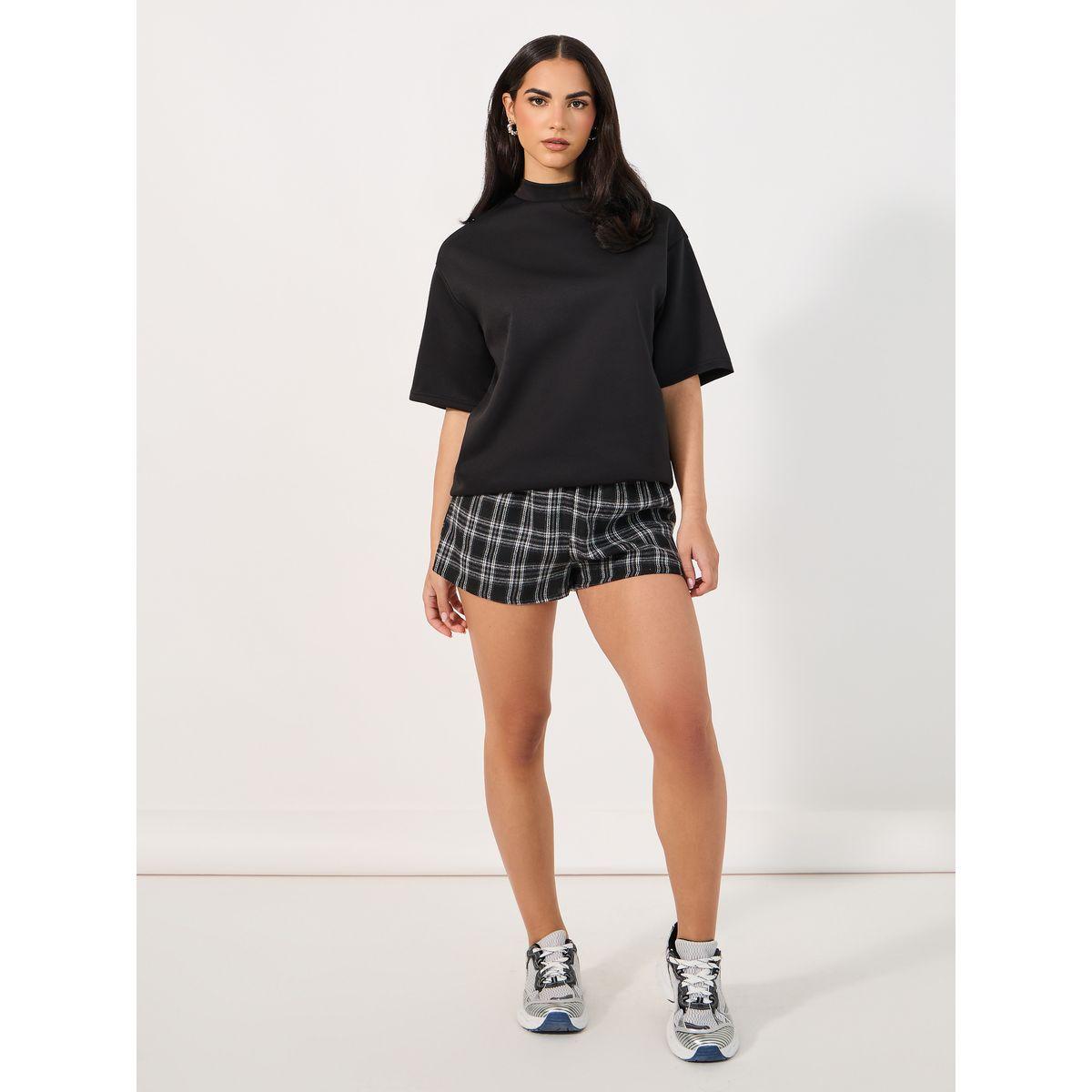 Styli Patch Detail Oversized T-Shirt with Dropped Shoulder-women-clothing-tshirts-image-2