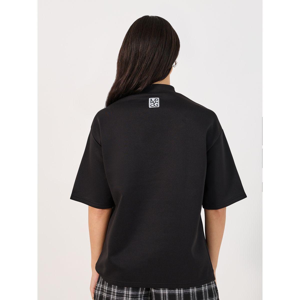 Styli Patch Detail Oversized T-Shirt with Dropped Shoulder-women-clothing-tshirts-image-4