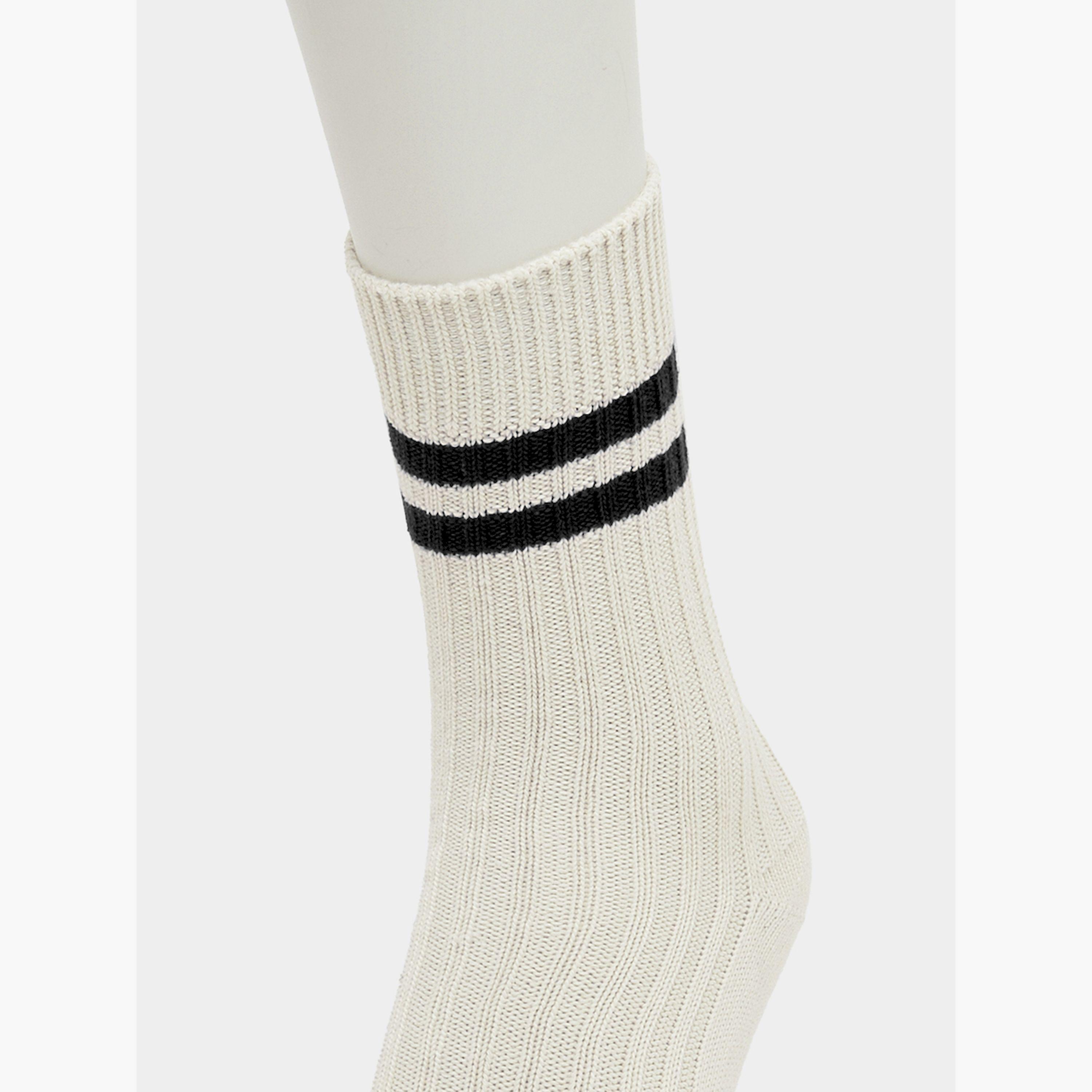 Styli Pack of 2 - Striped Rib Knit Crew Socks-women-socksandstockings-image-3