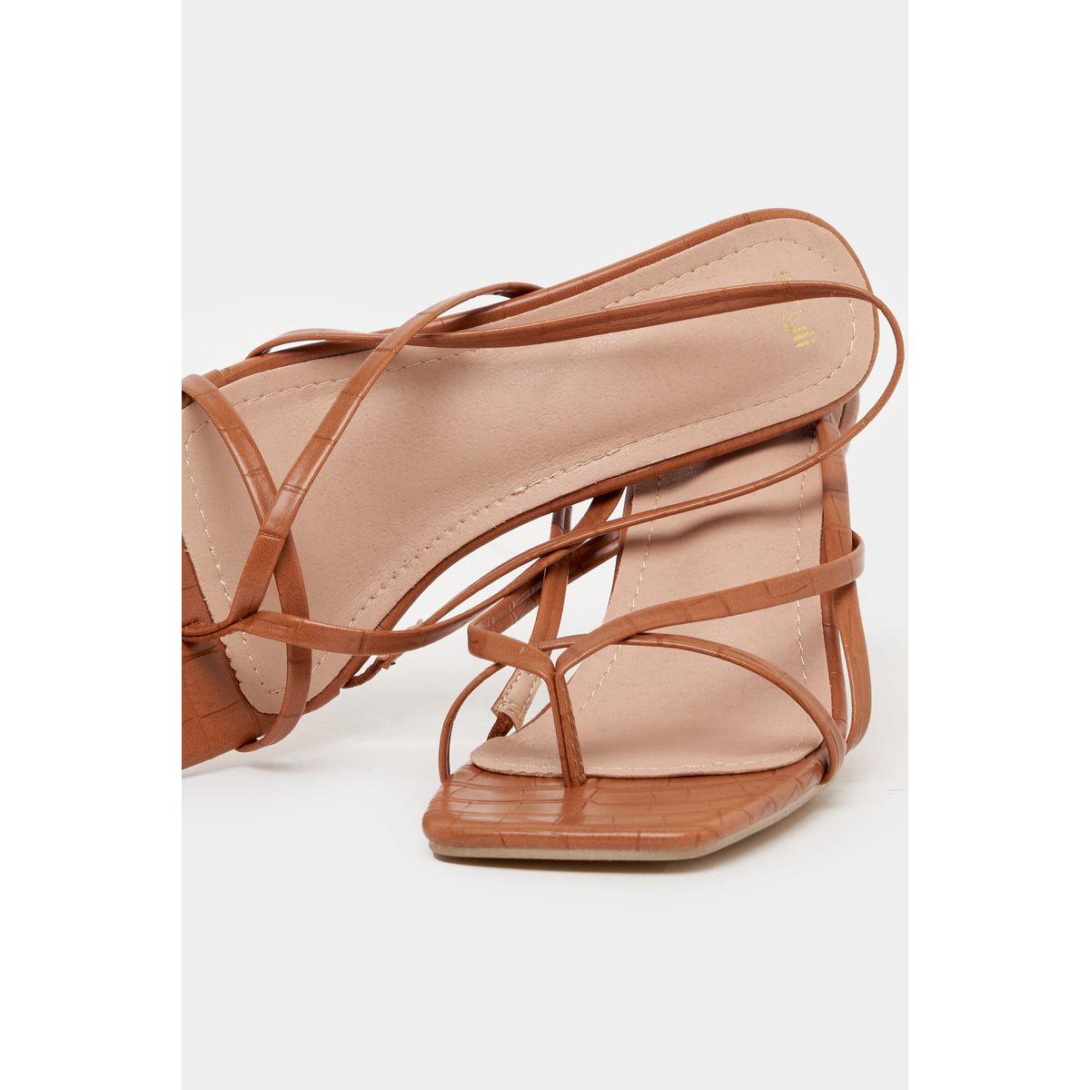 Styli Strappy Textured Sandals-women-shoes-heels-image-4