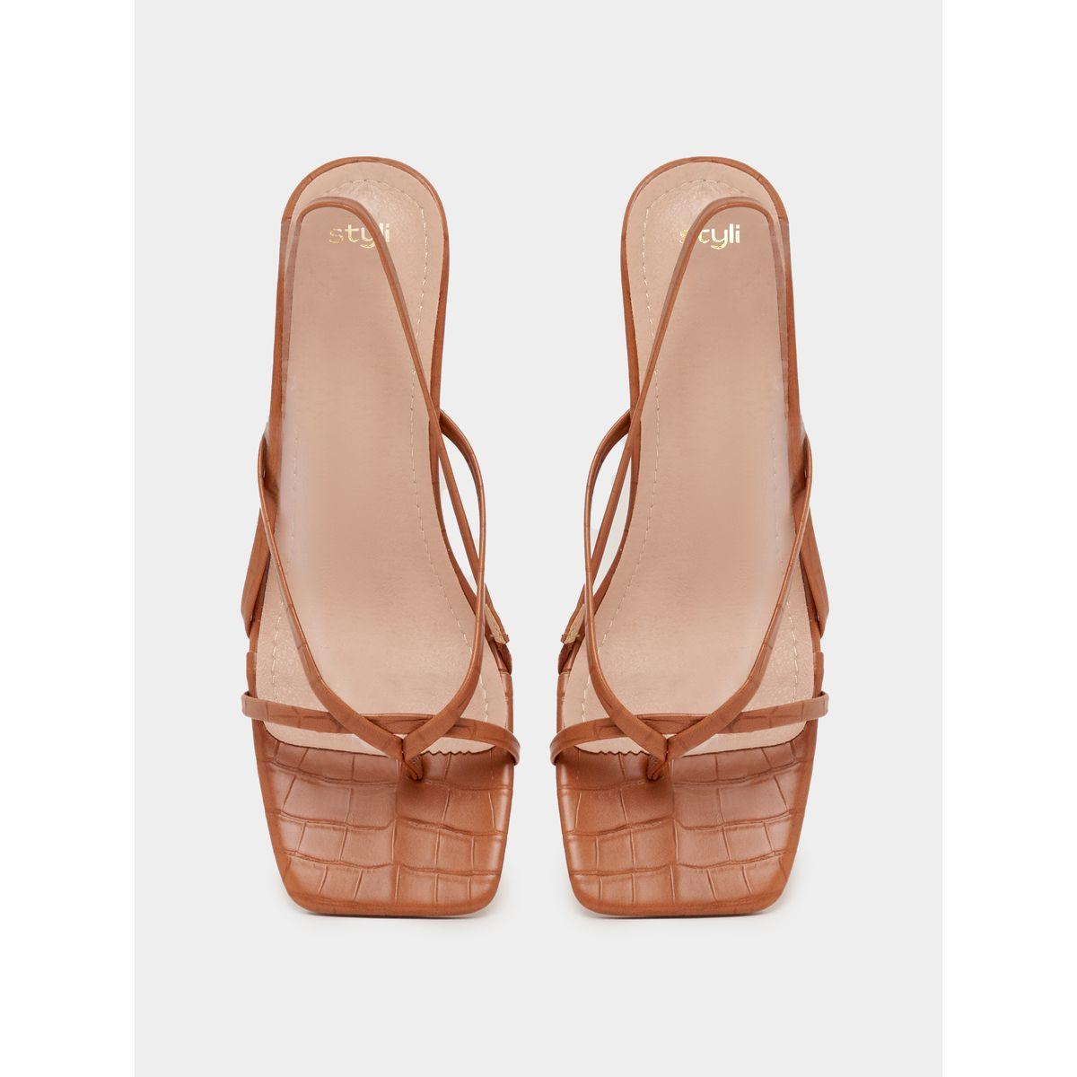Styli Strappy Textured Sandals-women-shoes-heels-image-6