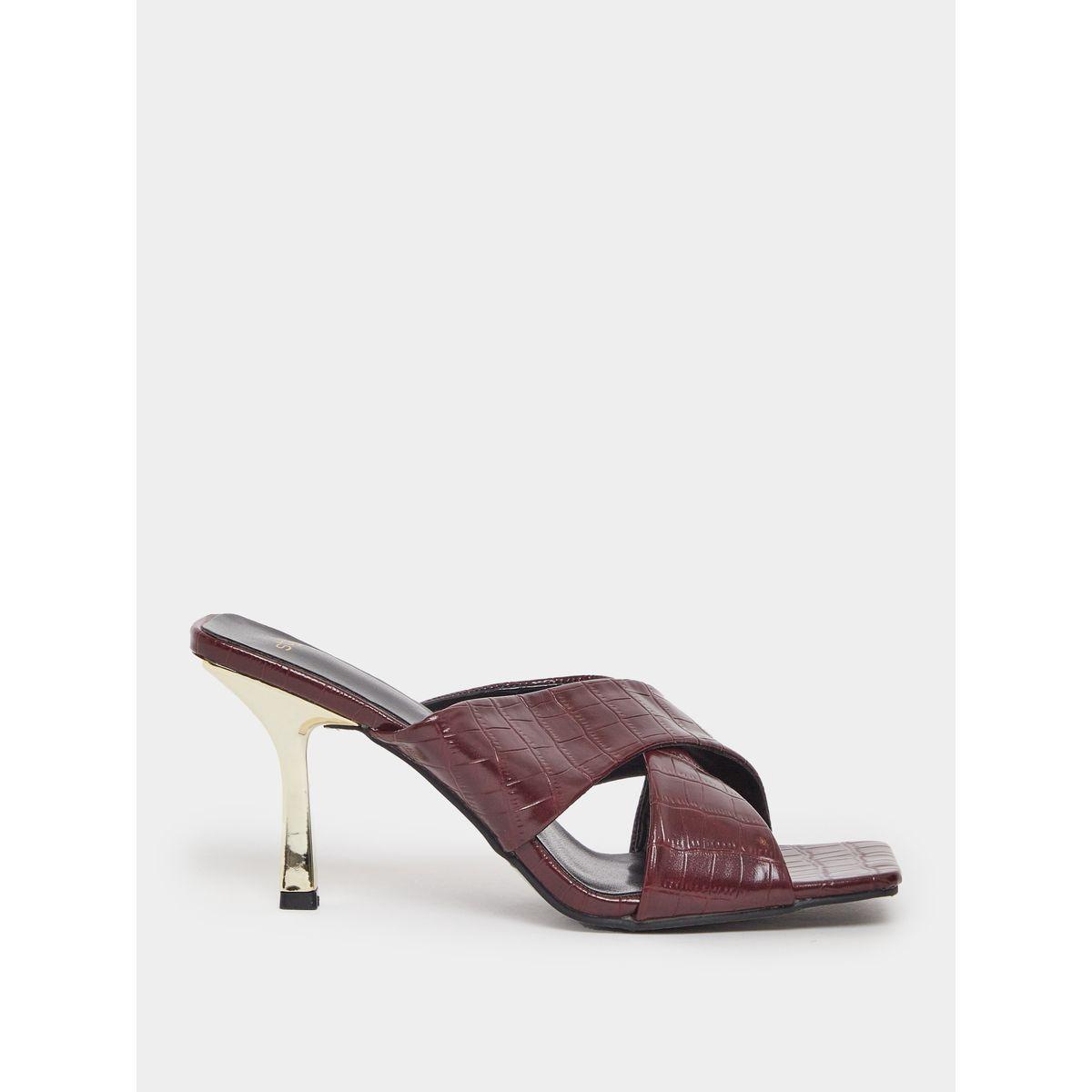 Styli Croc Skin Textured Stiletto Heel Sandals-women-shoes-heels-image-2