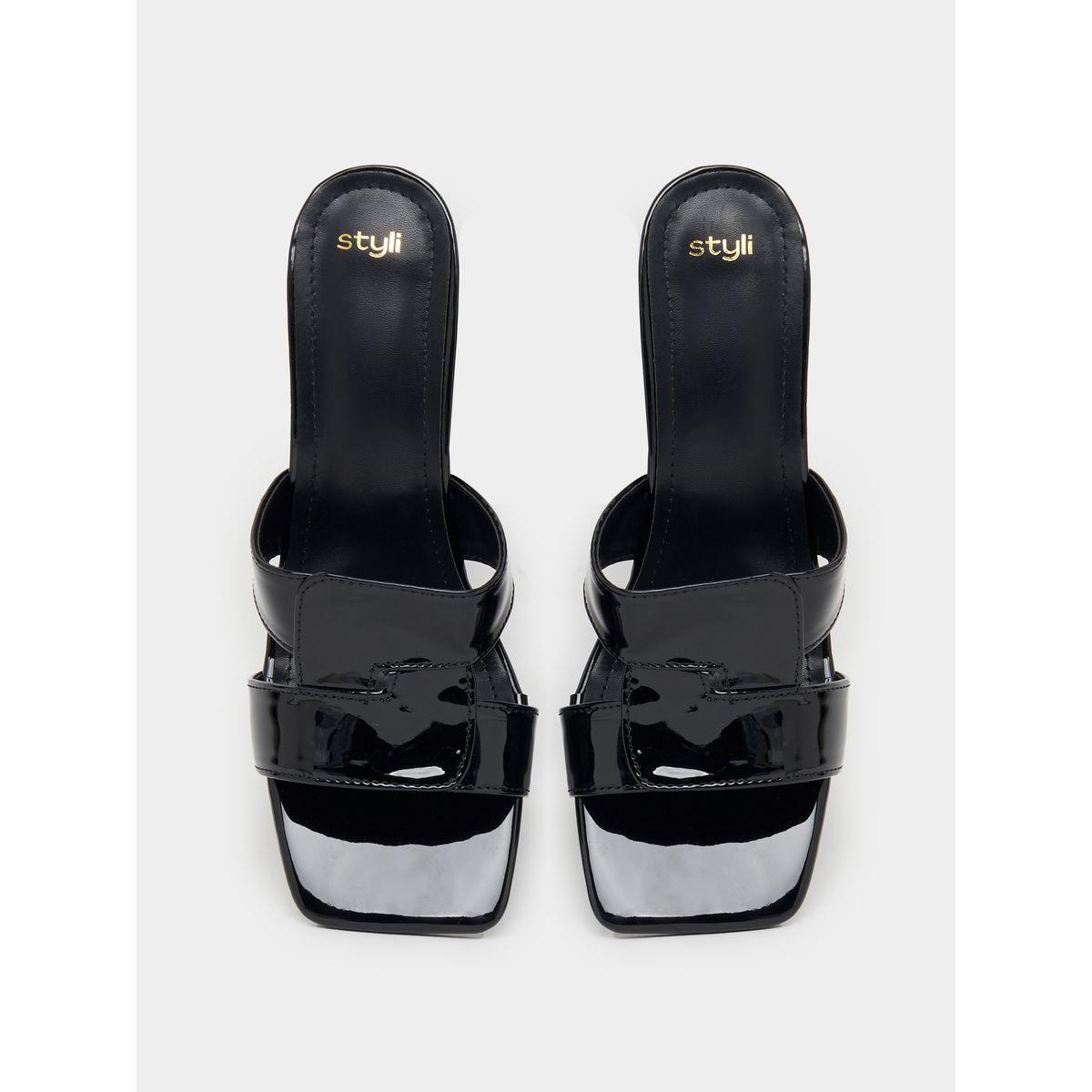 Styli Double Strap Square Toe Heeled Sandals-women-shoes-heels-image-6