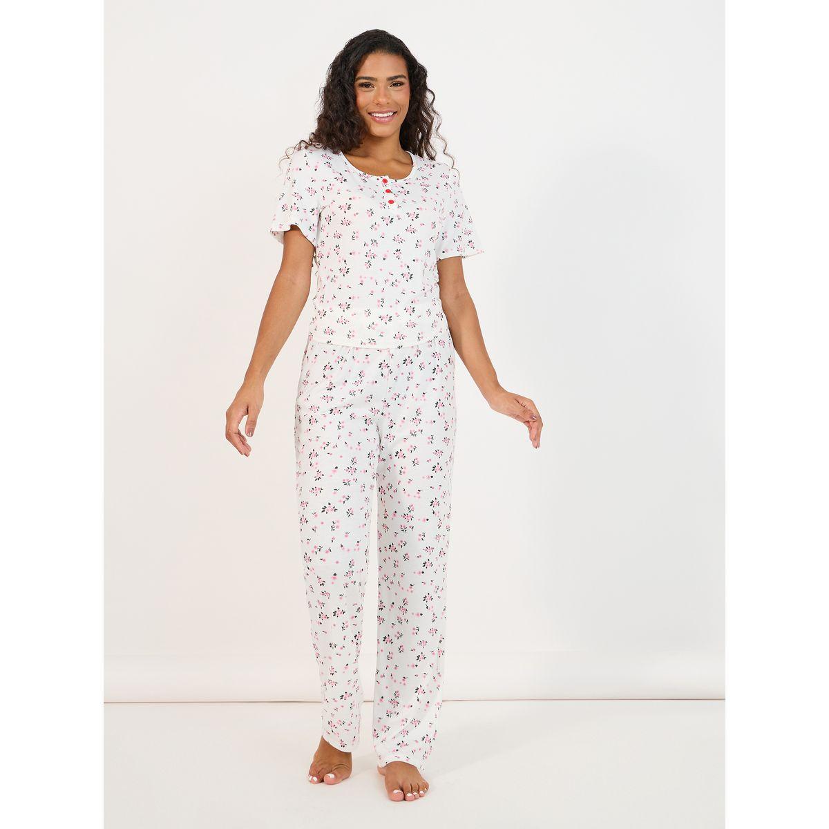 مجموعة من بنطال بيجاما مع تيشيرت مطبع بالكامل-women-clothing-nightwear-pyjamas-longsets-image-1