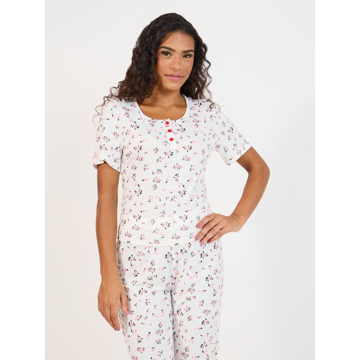 Styli Unwind All-Over Floral Print T-Shirt & Pyjama Set-women-clothing-nightwear-pyjamas-longsets-image-2