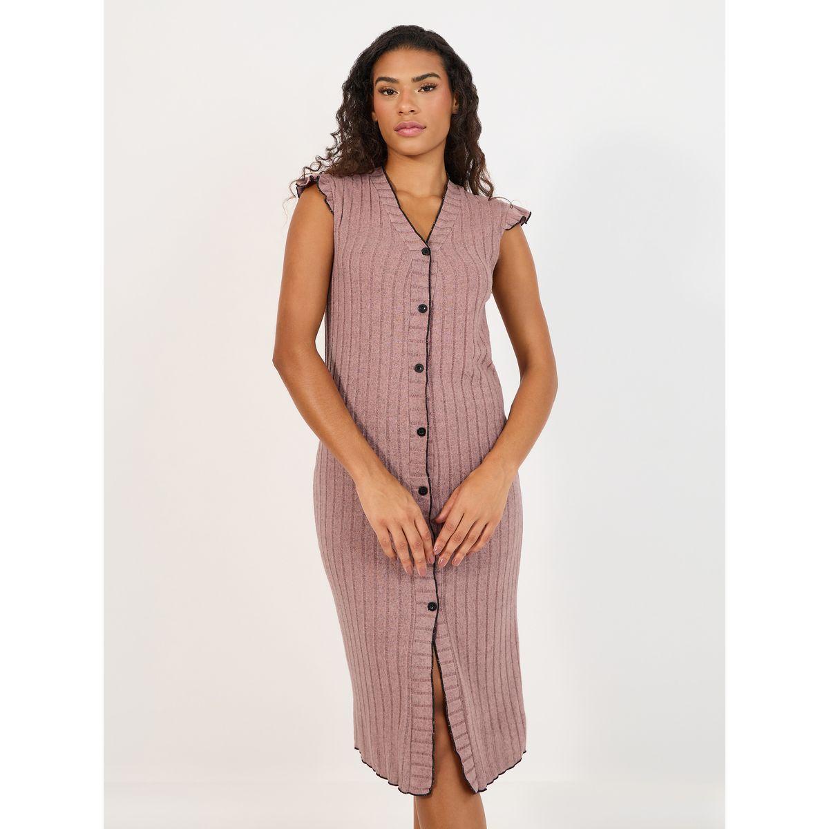 قميص نوم مضلع بتفاصيل مُتباينة-women-clothing-nightwear-nighties-image-2