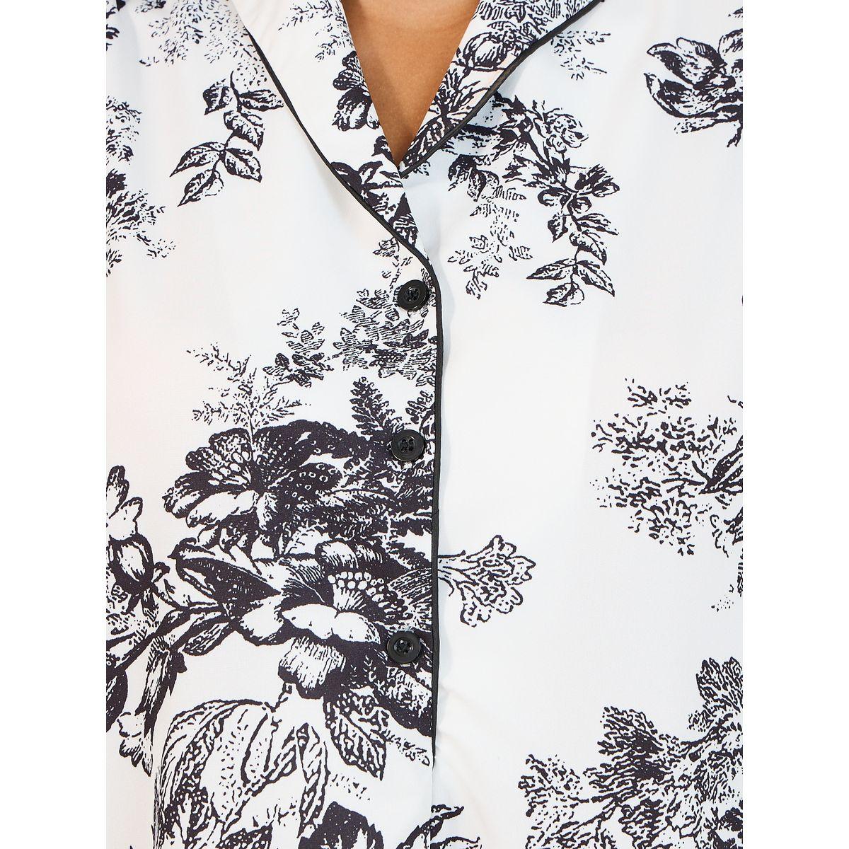 Styli Unwind Mono Floral Piped Button Through Nightshirt Dress-women-clothing-nightwear-nighties-image-3