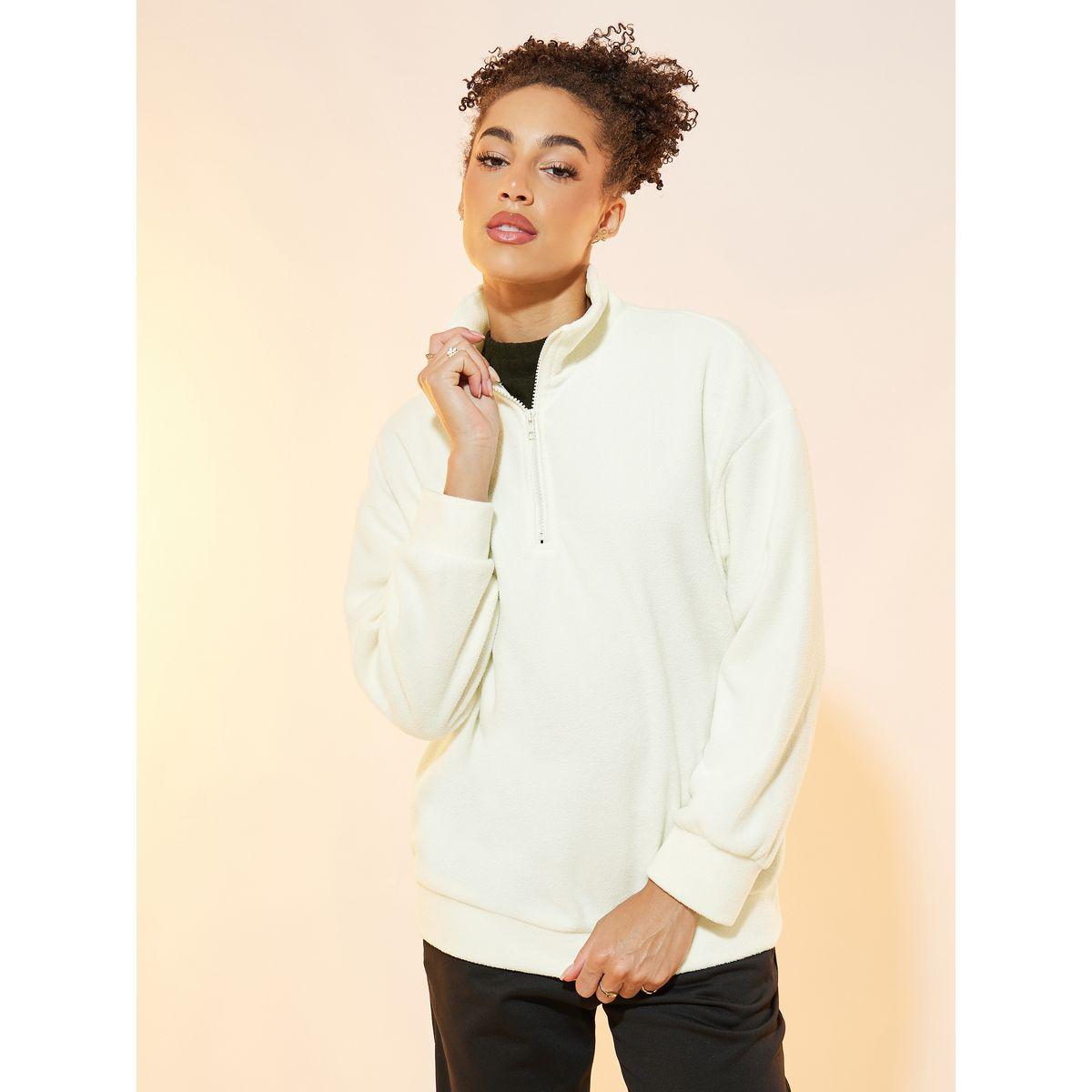 سويت شيرت فليس بقصة فضفاضة وأكتاف منخفضة-women-winterwear-hoodiesandsweatshirts-sweatshirts-image-1