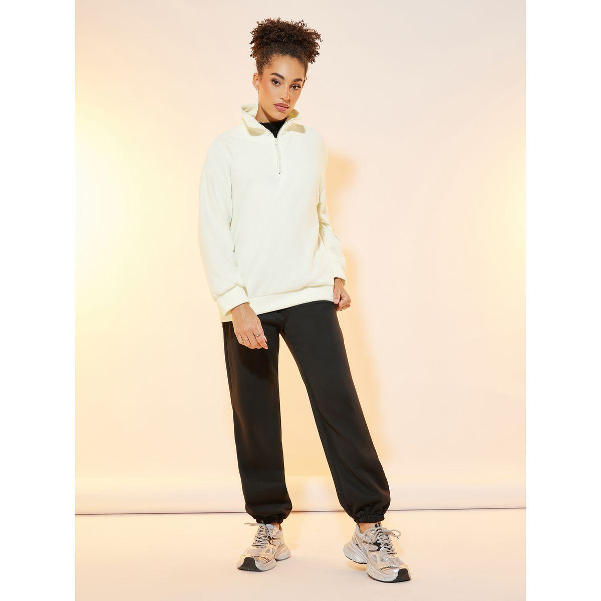 سويت شيرت فليس بقصة فضفاضة وأكتاف منخفضة-women-winterwear-hoodiesandsweatshirts-sweatshirts-image-2