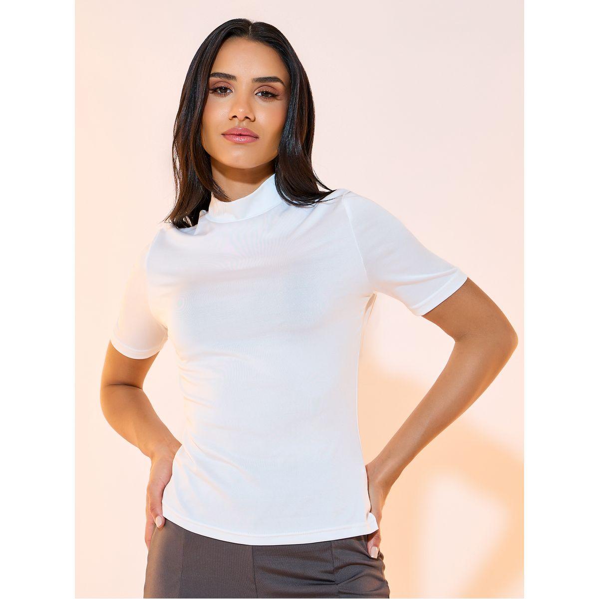 تيشيرت بياقة عالية وأكمام قصيرة-women-clothing-tshirts-image-4
