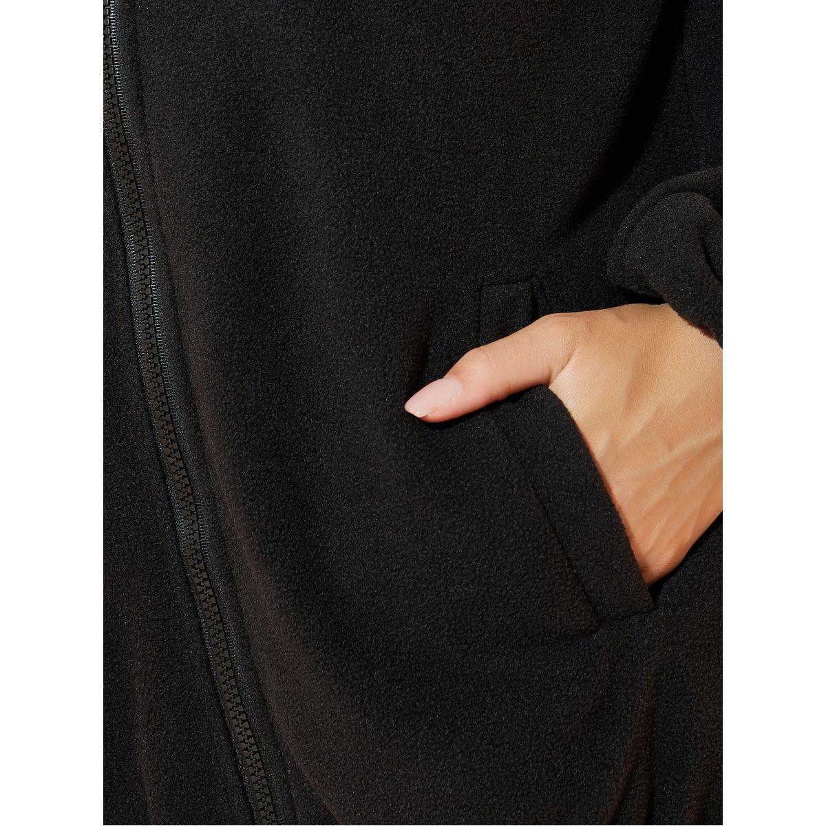 Styli Zip Up Fleece Jacket with Dropped Shoulder-women-winterwear-coatsandjackets-jackets-image-4