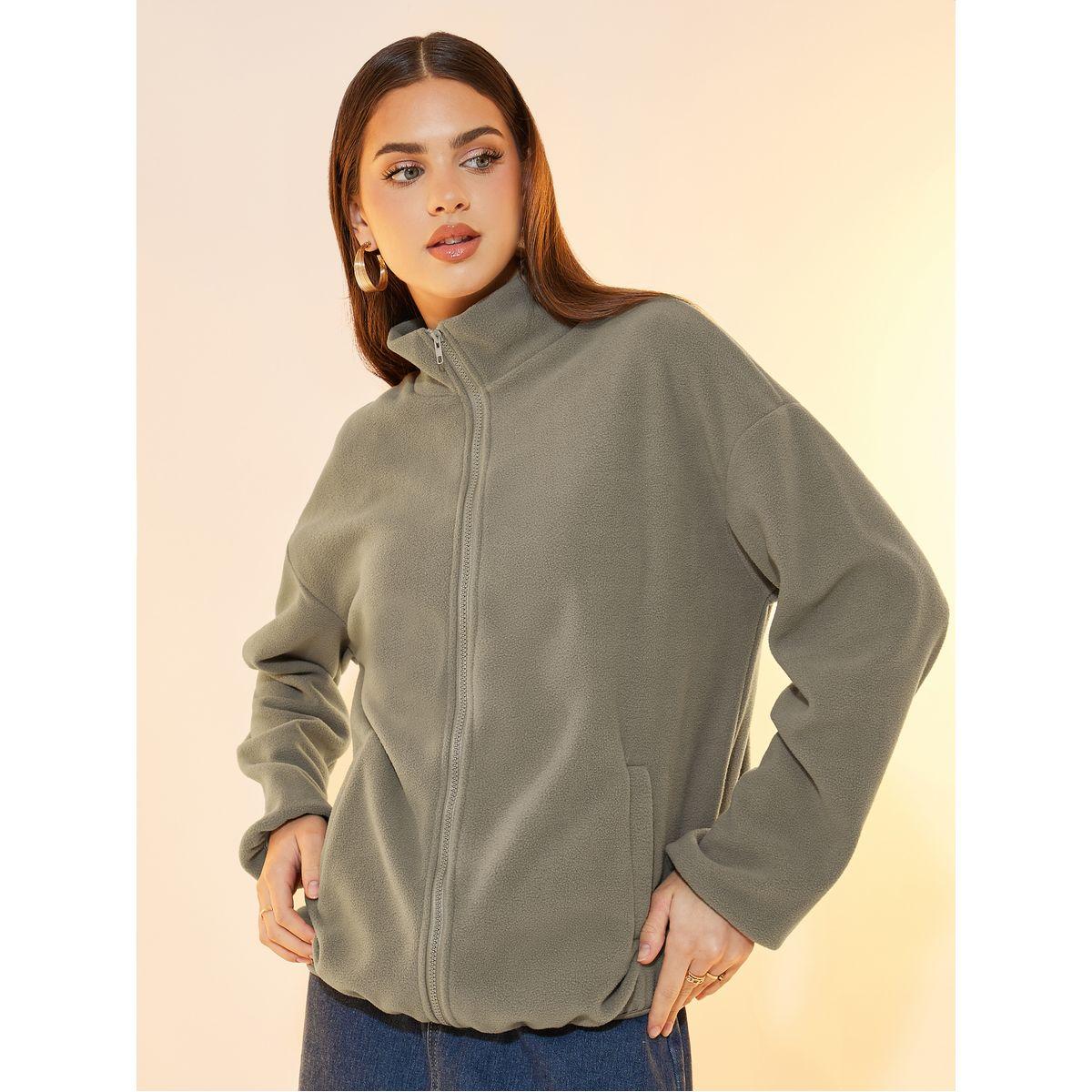 جاكيت فليس بسحَّاب غلق وأكتاف منخفضة-women-winterwear-coatsandjackets-jackets-image-1