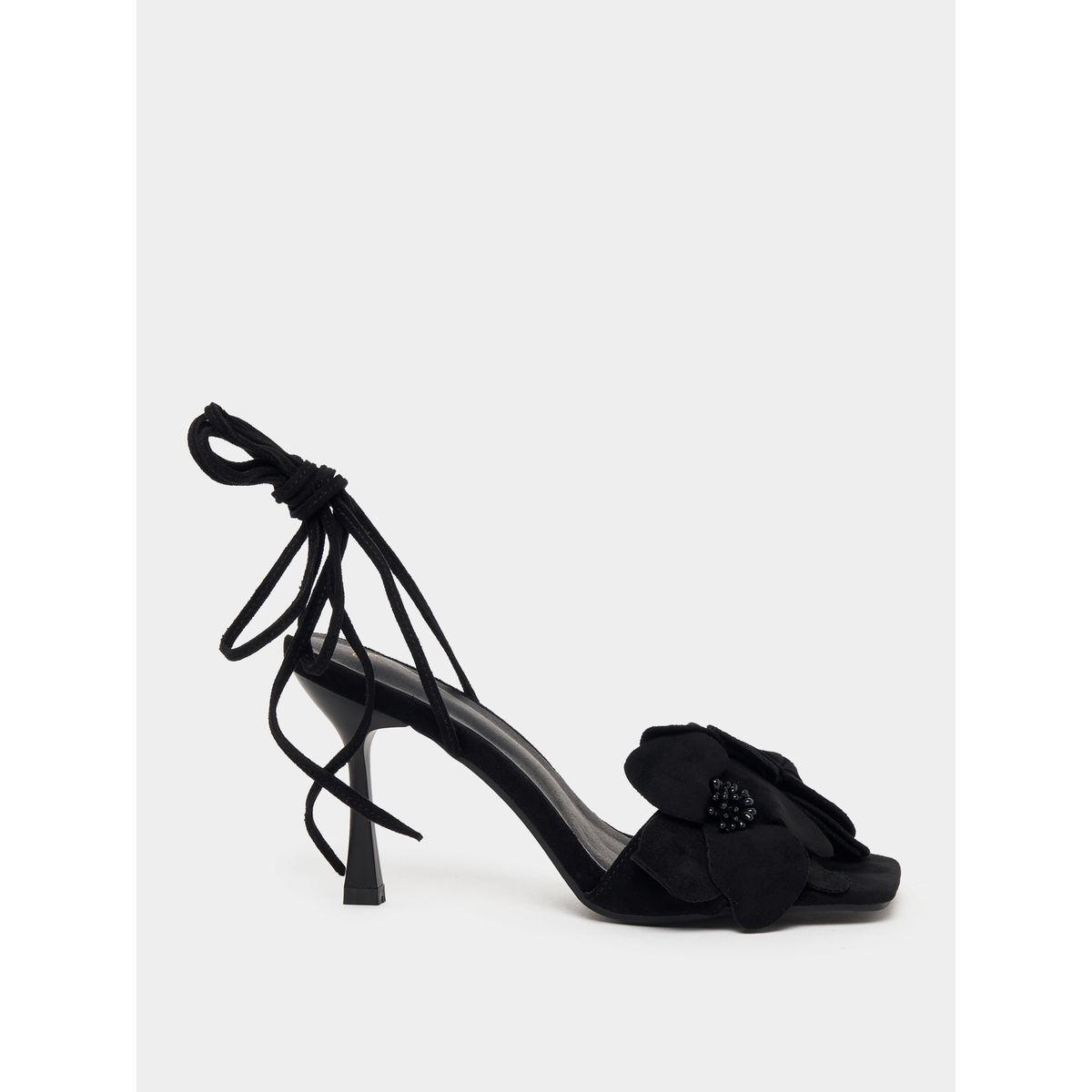 Styli Flower Applique Tie-Up Sandals-women-shoes-heels-image-2