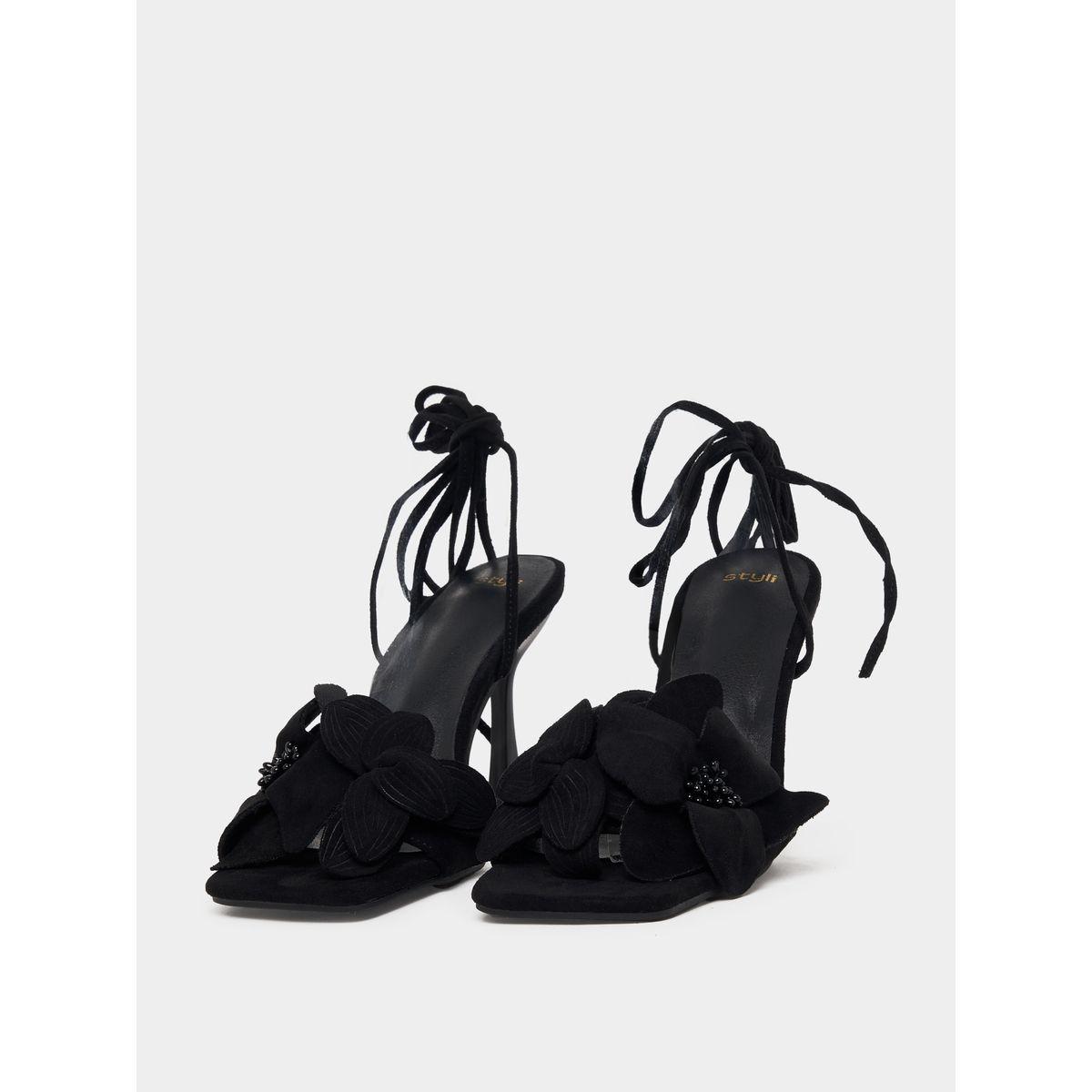 صندل مزخرف بزهور مع أربطة-women-shoes-heels-image-3