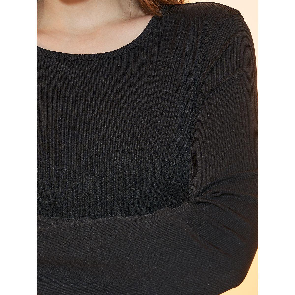 Styli Solid Ribbed Maxi Dress with Bell Sleeves-women-clothing-dresses-image-3