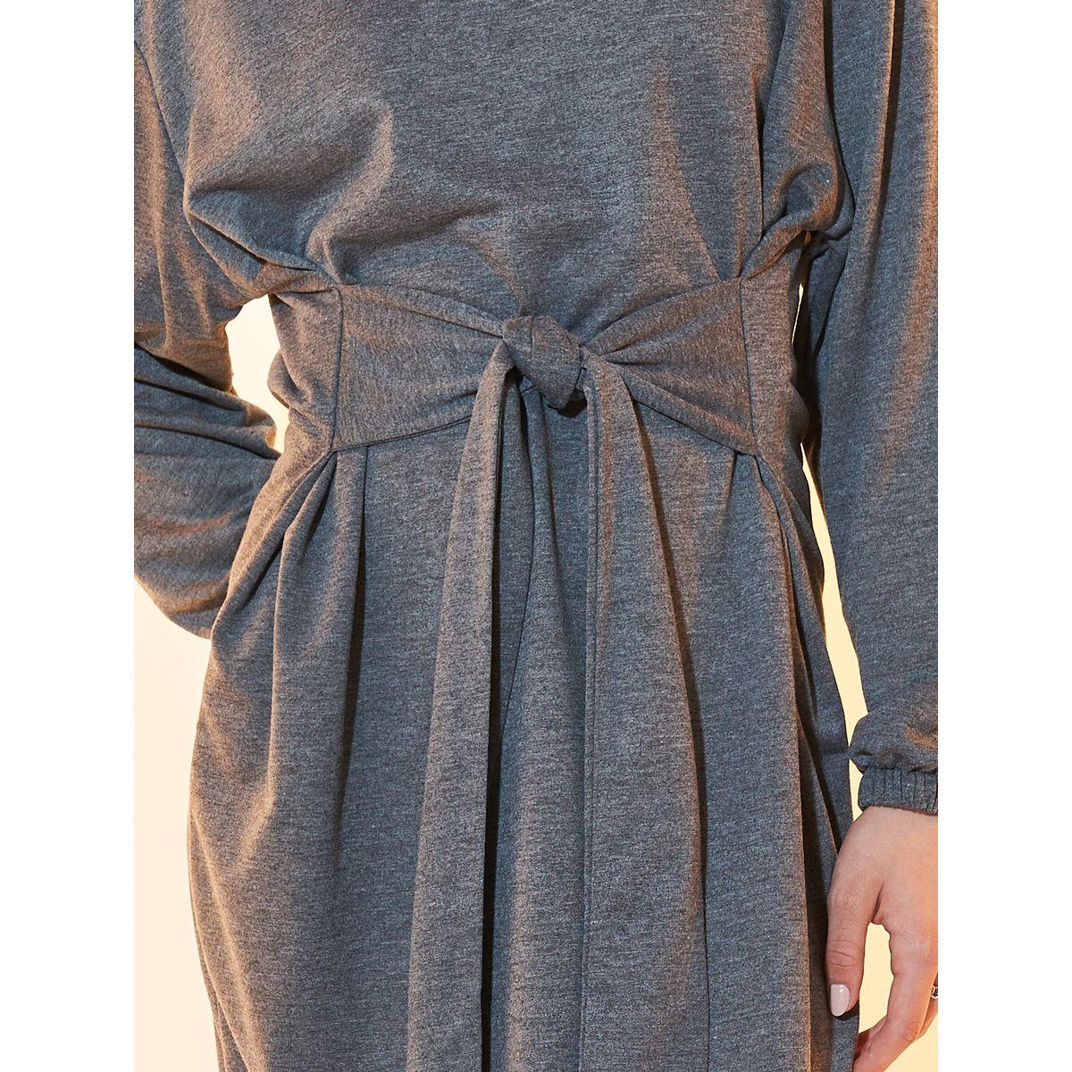 Styli Solid Dropped Shoulder Tie Front Midi Dress-women-clothing-dresses-image-3