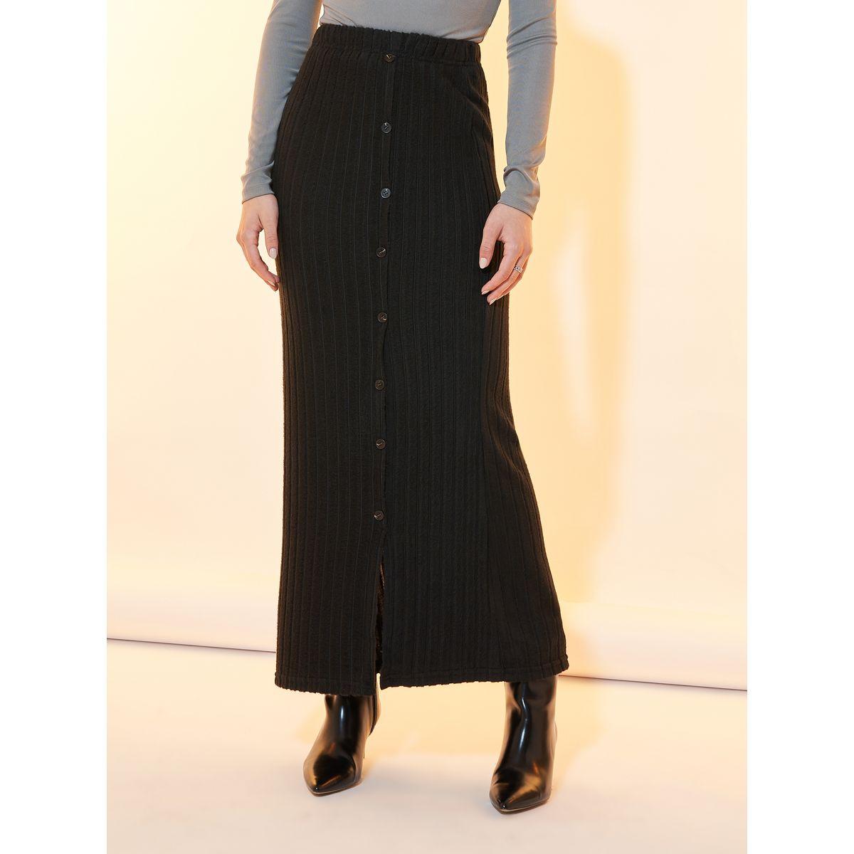 Styli Textured Knit Buttoned Maxi Skirt-women-clothing-bottoms-skirts-image-2