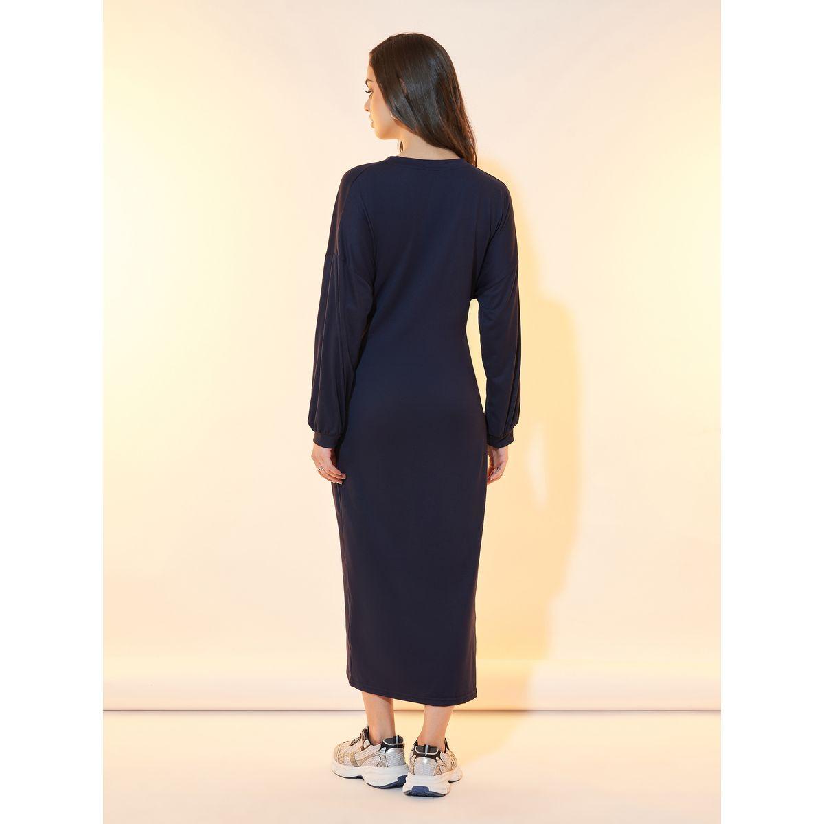 فستان ميدي سادة بأكتاف منخفضة وأربطة-women-clothing-dresses-image-2