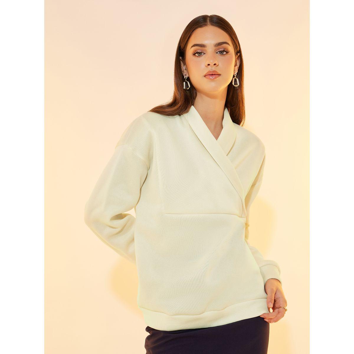 Styli Solid Lapel Neck Long Sleeve Sweatshirt-women-winterwear-hoodiesandsweatshirts-sweatshirts-image-1