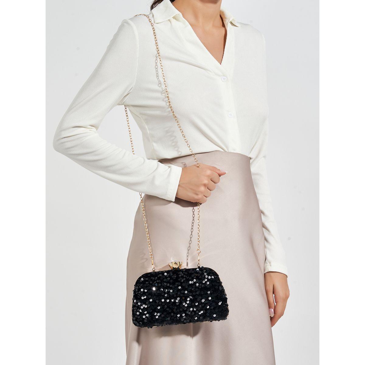 Styli Sequined Embellished Clutch with Chain Strap-women-bagsandwallets-handbags-image-2