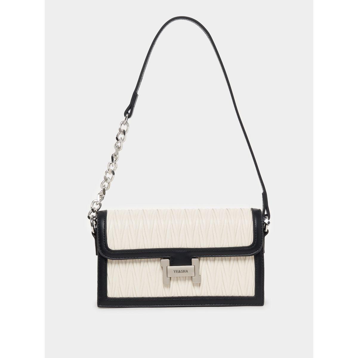 Styli Textured Shoulder Bag with Detachable Strap and Magnetic Closure-women-bagsandwallets-handbags-image-2
