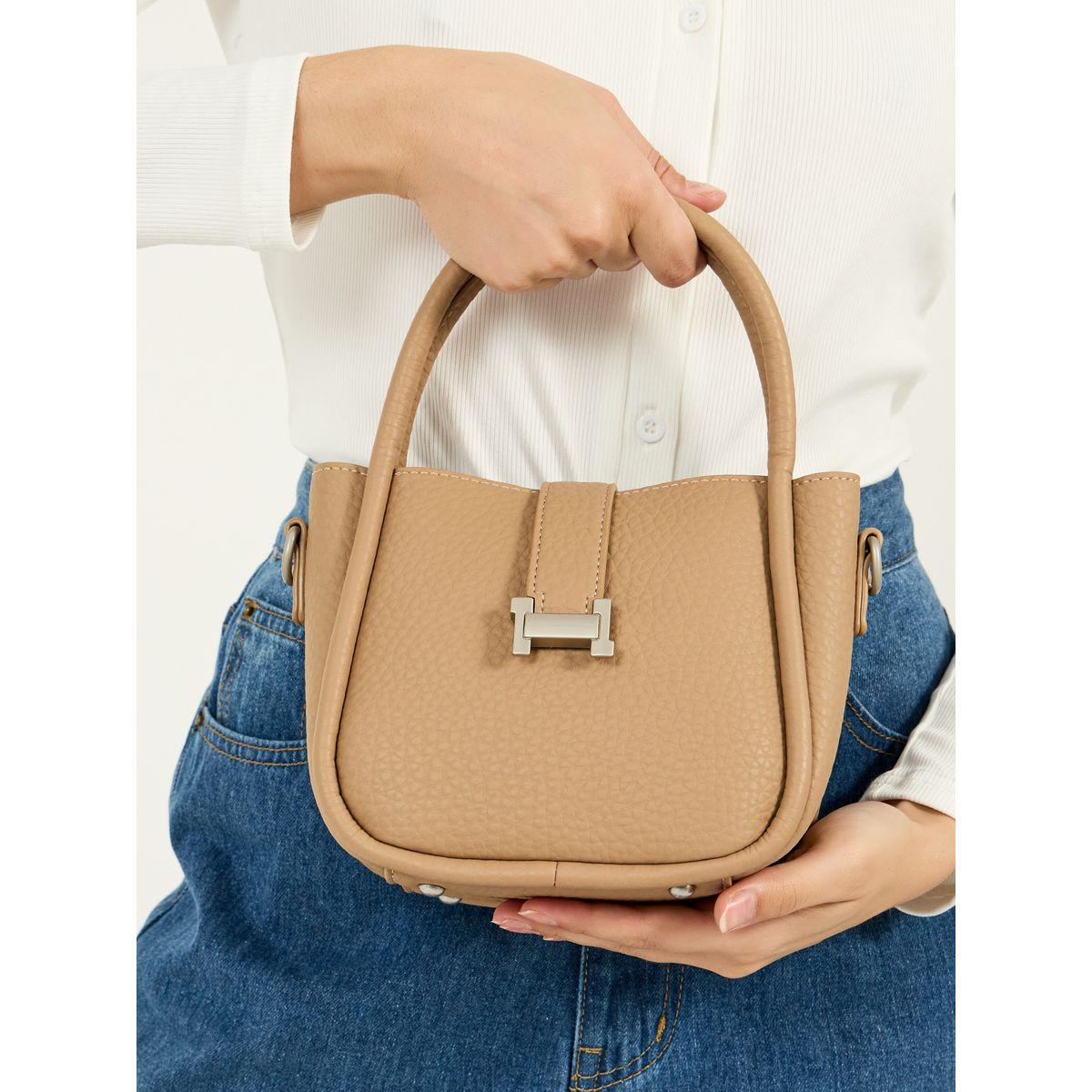 Styli Solid Handbag with Top Handle & Adjustable Strap-women-bagsandwallets-handbags-image-2