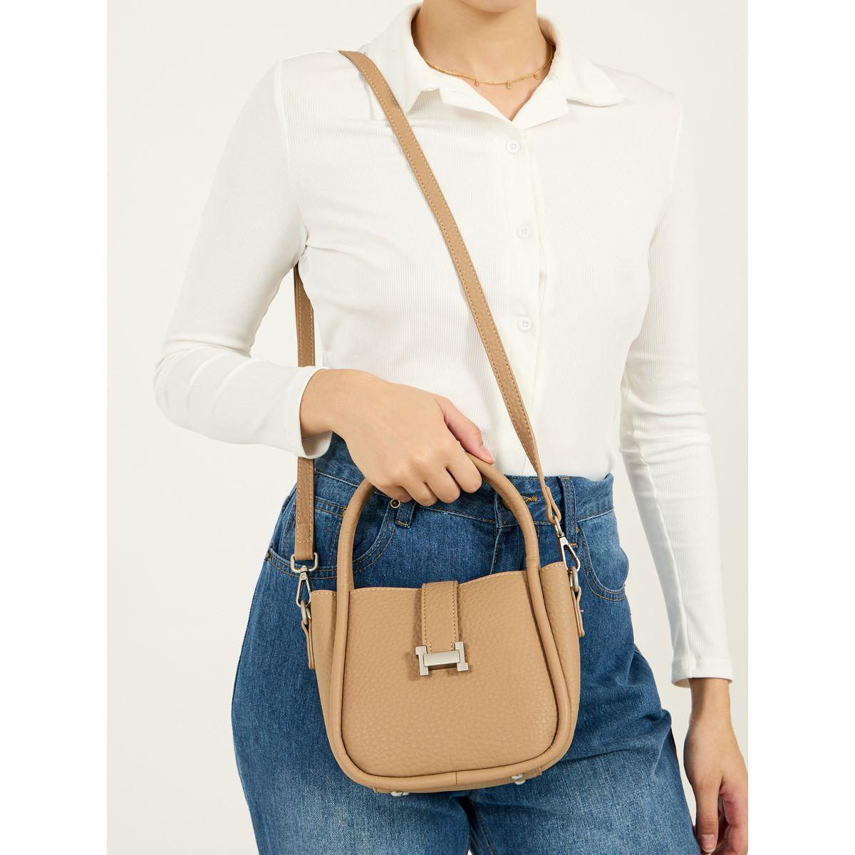 Styli Solid Handbag with Top Handle & Adjustable Strap-women-bagsandwallets-handbags-image-3