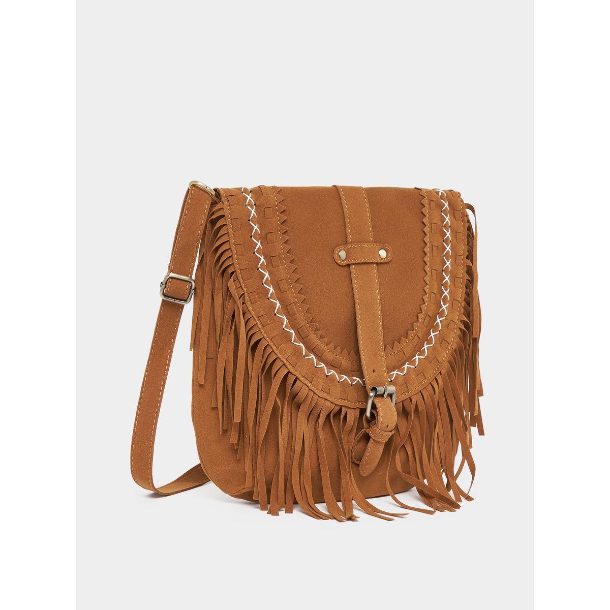 Styli Suede Look Fringe Crossbody Bag-women-bagsandwallets-handbags-image-1