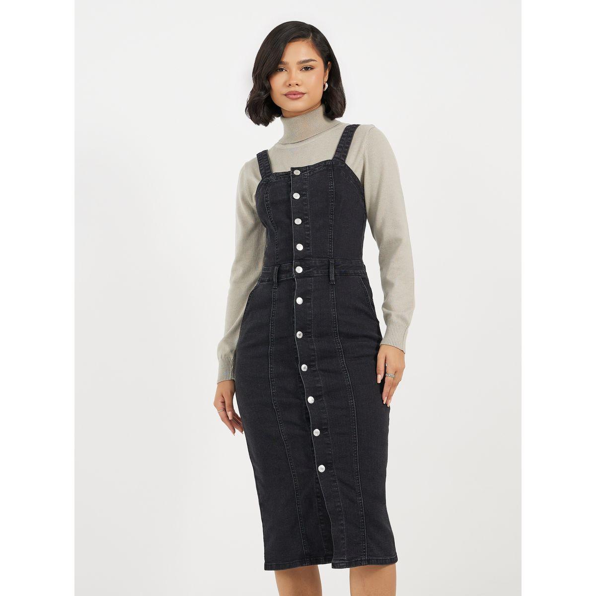 Styli Denim Strappy Bodycon Midi Dress-women-clothing-dresses-image-2