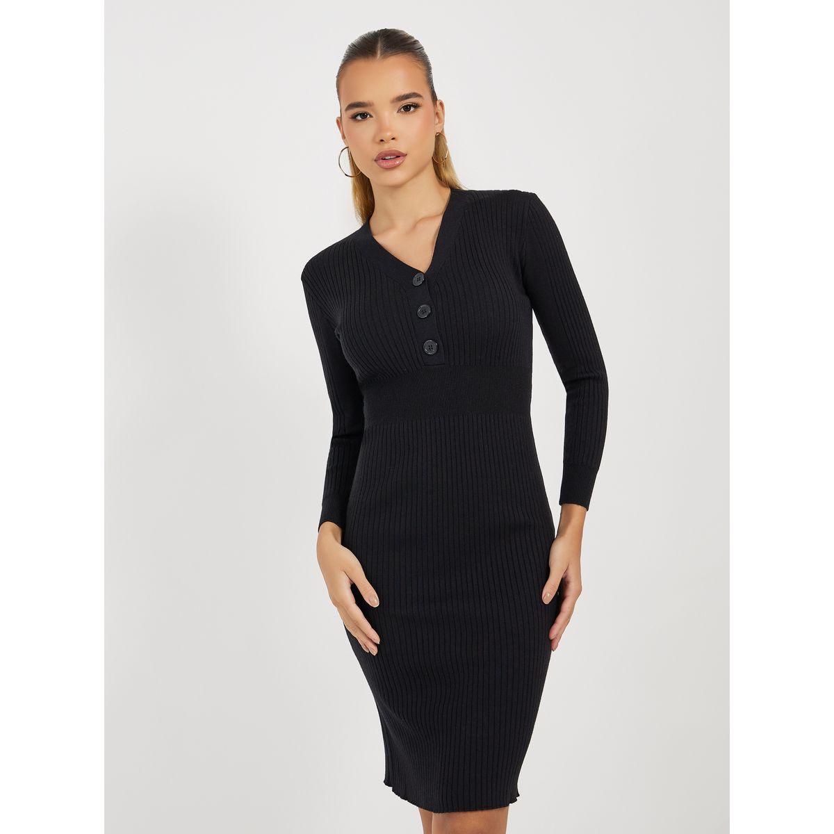 فستان مضلع بطول الركبة مع أزرار-women-clothing-dresses-image-6