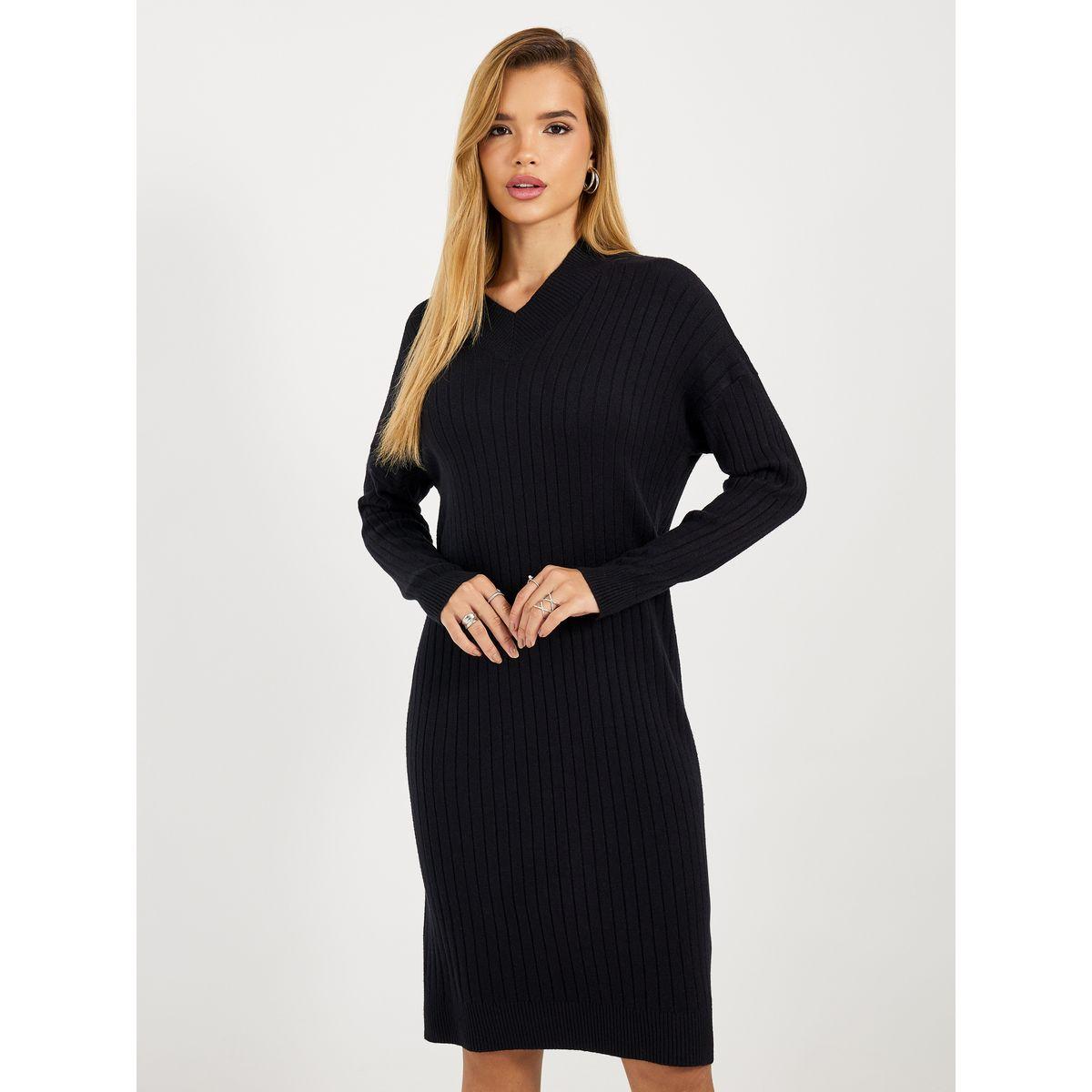 فستان ميدي مضلع  بتفاصيل محبوكة-women-clothing-dresses-image-2