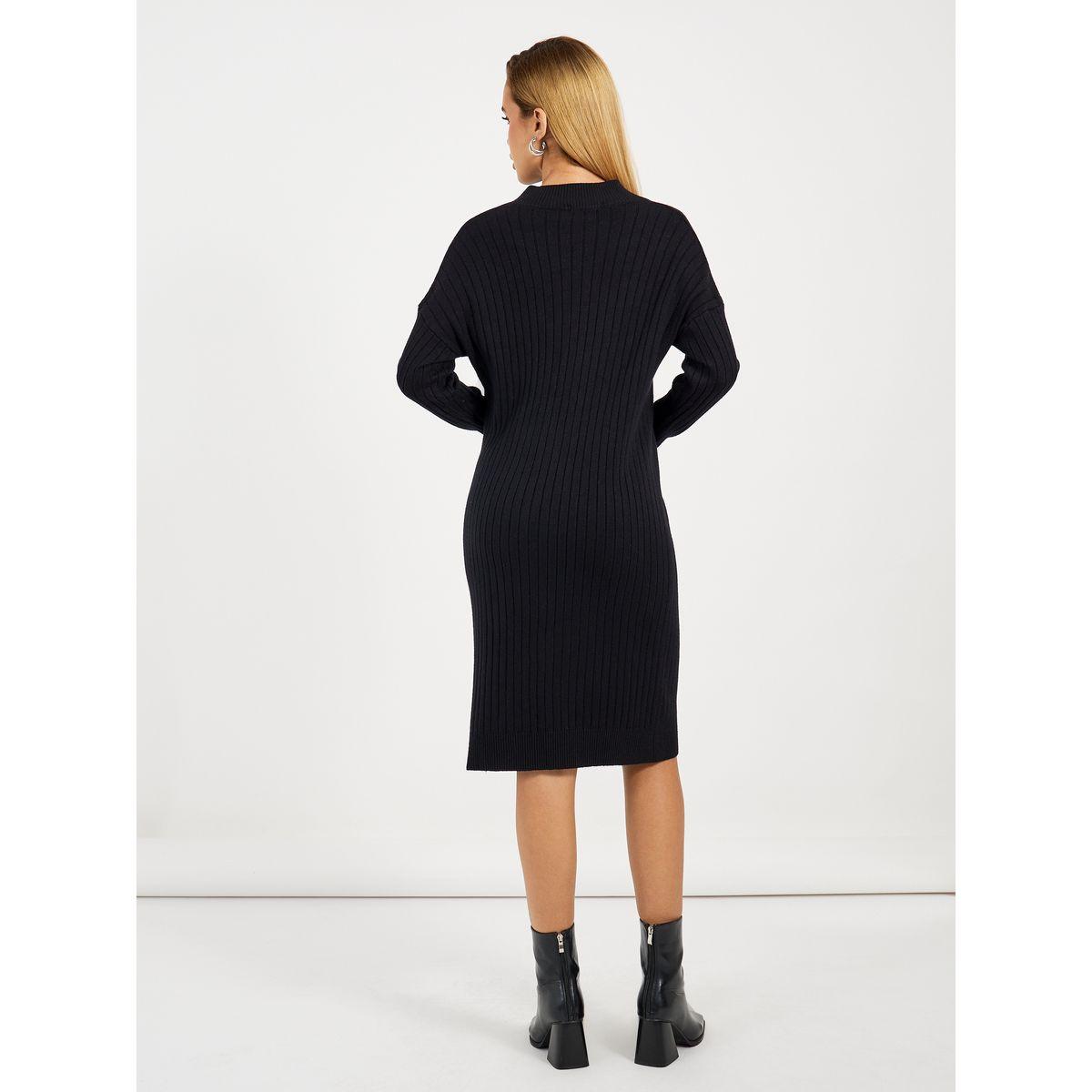 Styli Ribbed Knit V Neck Sweater Midi Dress-women-clothing-dresses-image-4