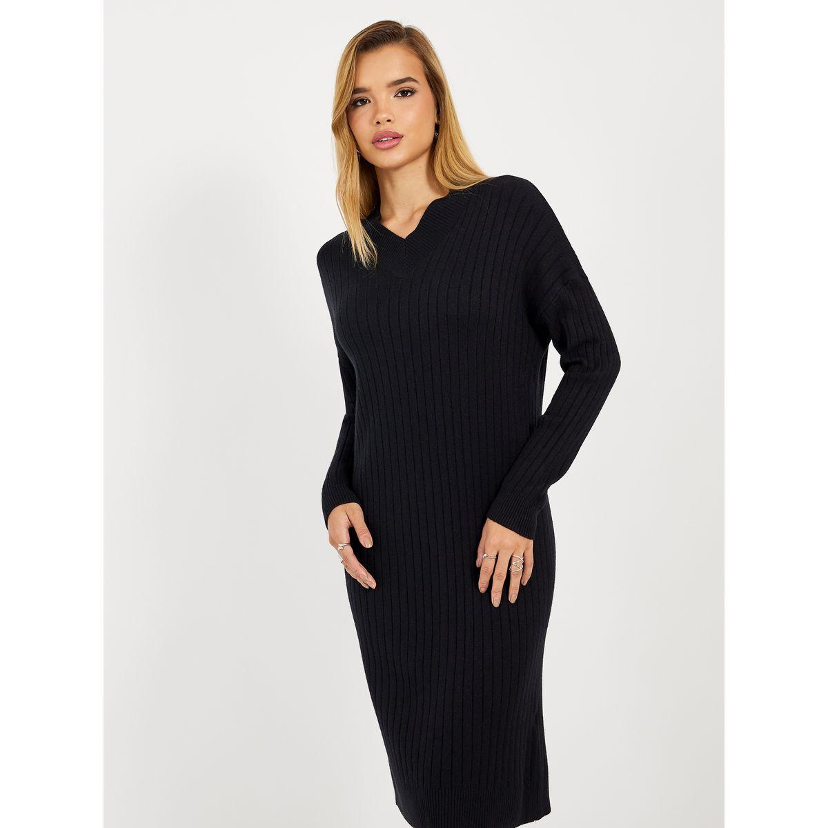 فستان ميدي مضلع  بتفاصيل محبوكة-women-clothing-dresses-image-6