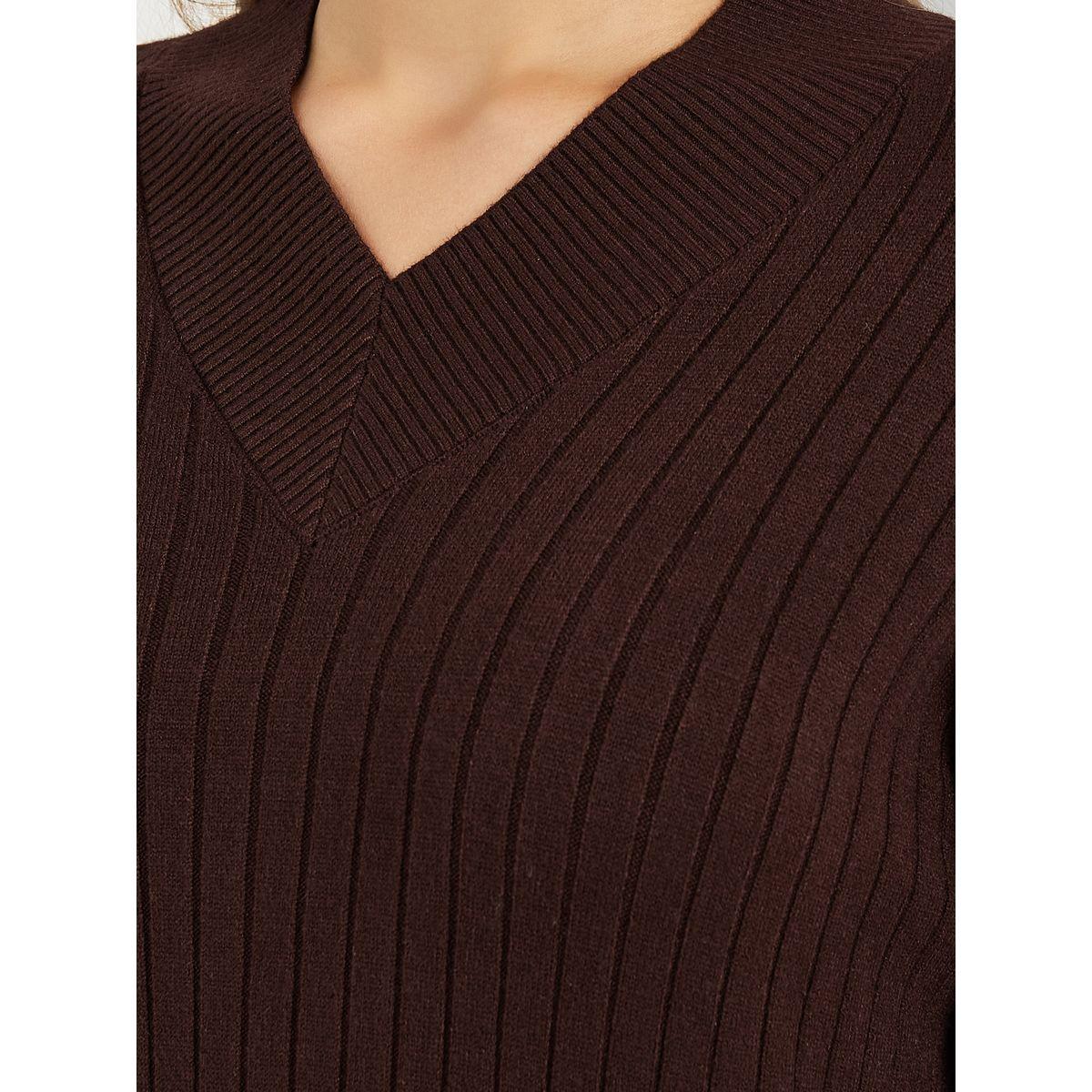 Styli Ribbed Knit V Neck Sweater Midi Dress-women-clothing-dresses-image-3