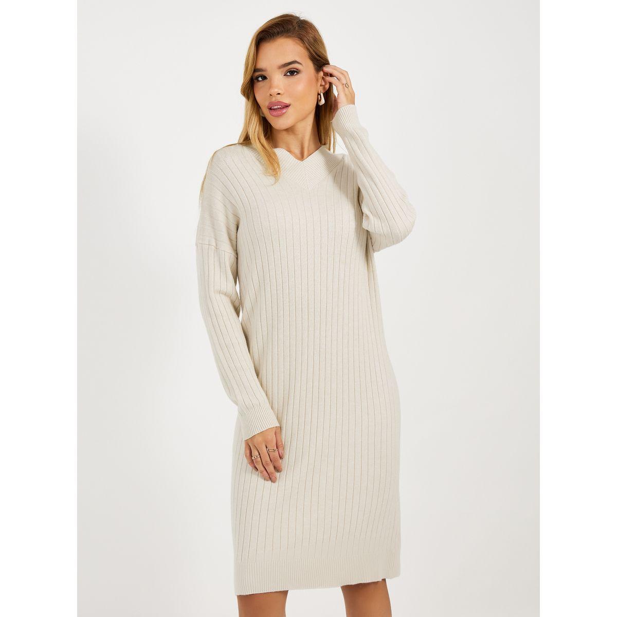 فستان ميدي مضلع  بتفاصيل محبوكة-women-clothing-dresses-image-2