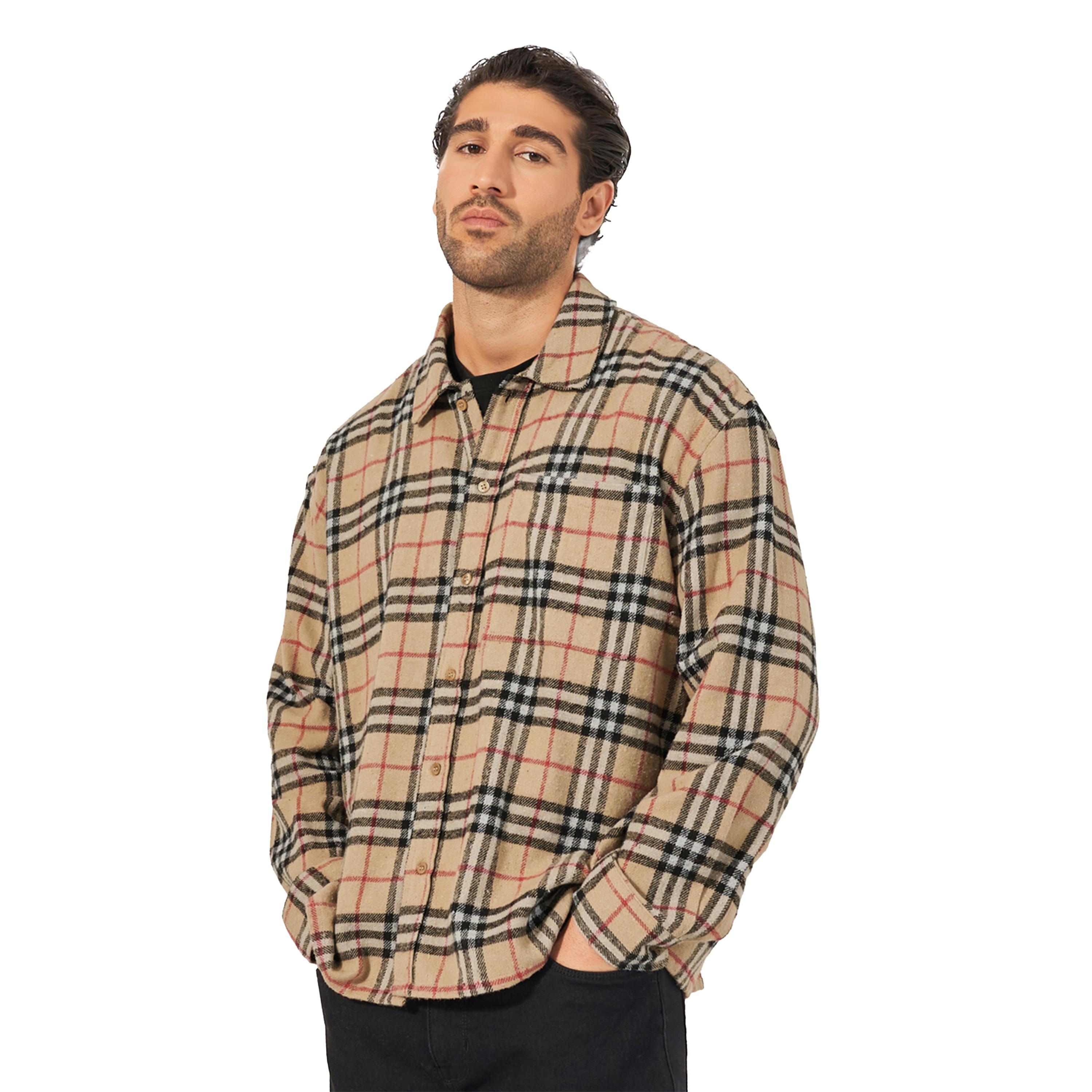 ستايلي - قميص فلانيل عادي مربعات بأزرار-men-clothing-shirts-image-4